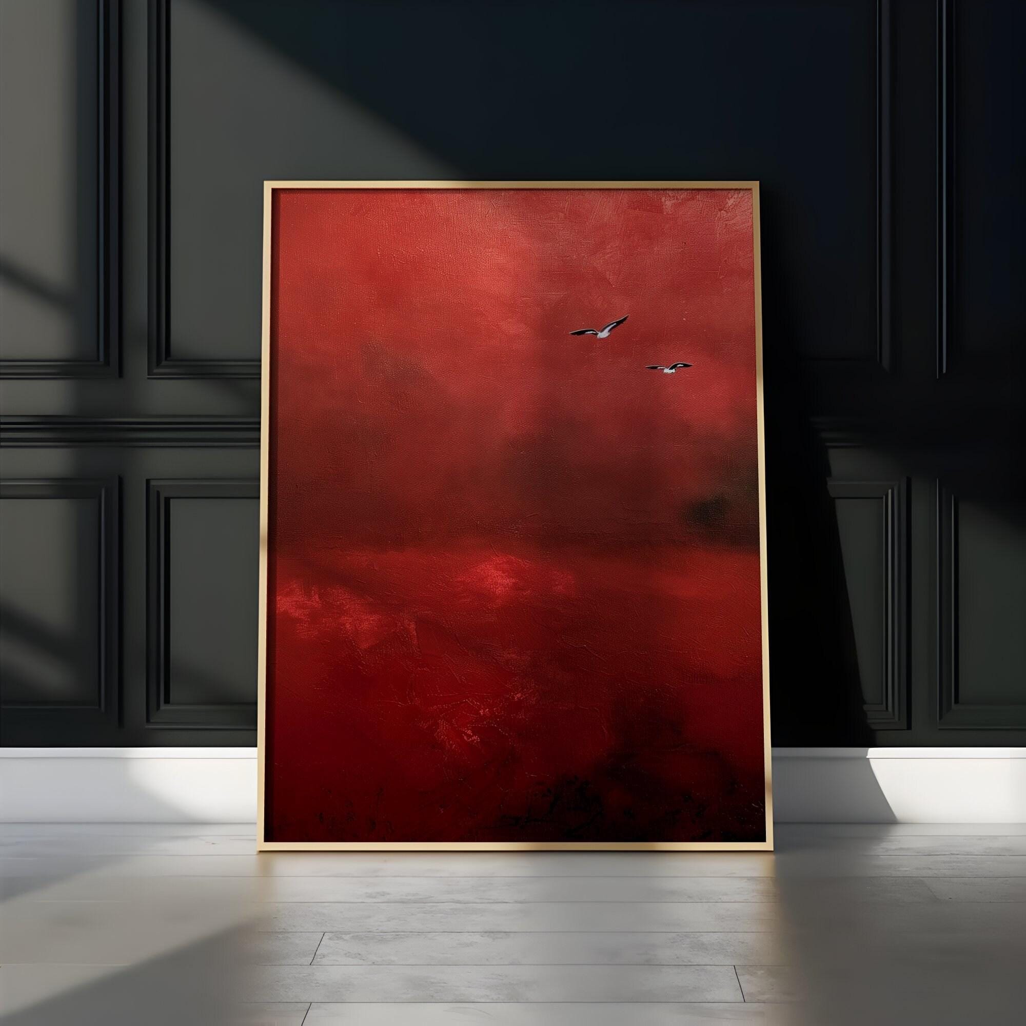 Crimson Sky Canvas Art - Vibrant Red Abstract Minimalist Design