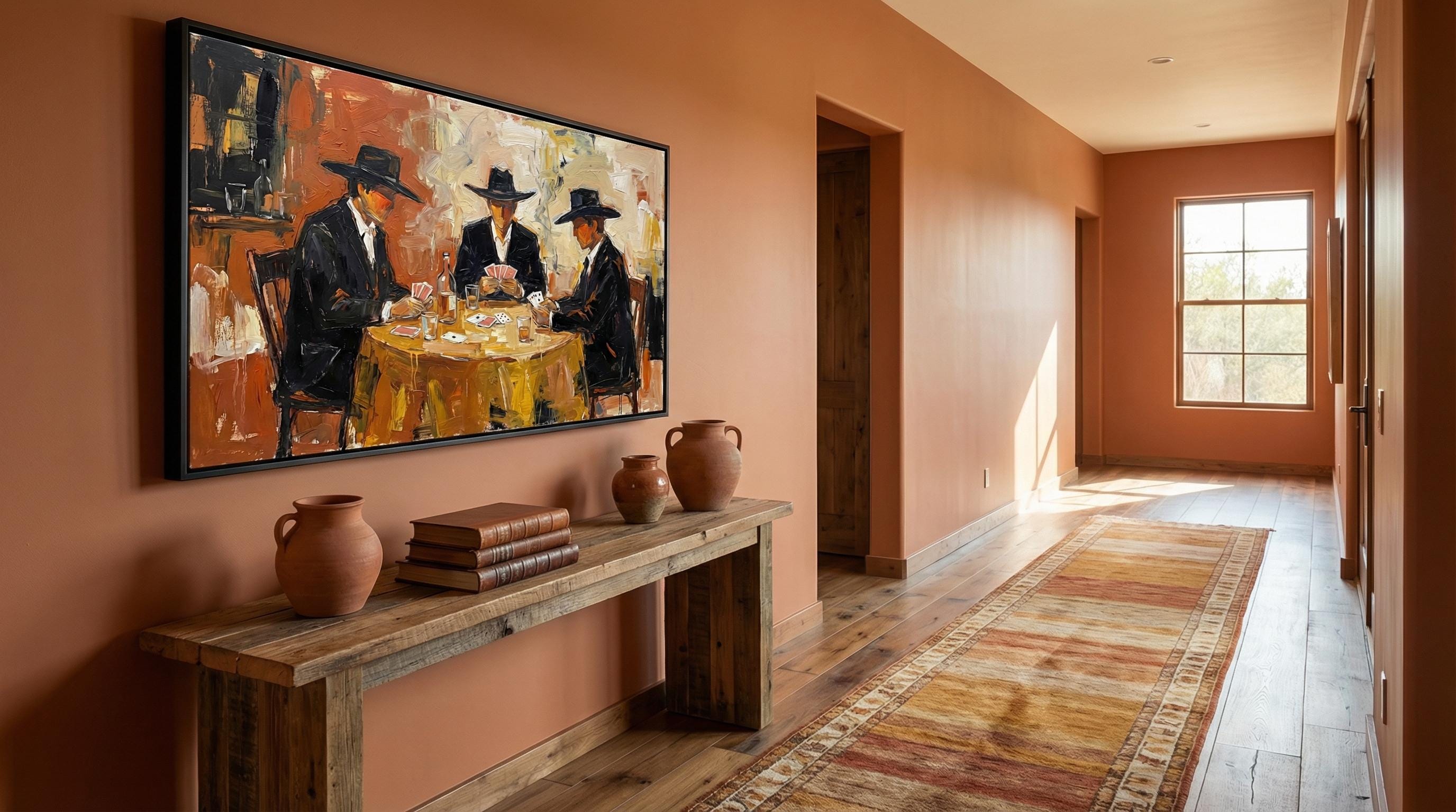 Cowboys and Card Games Wall Art: Rustic Home Decor Print