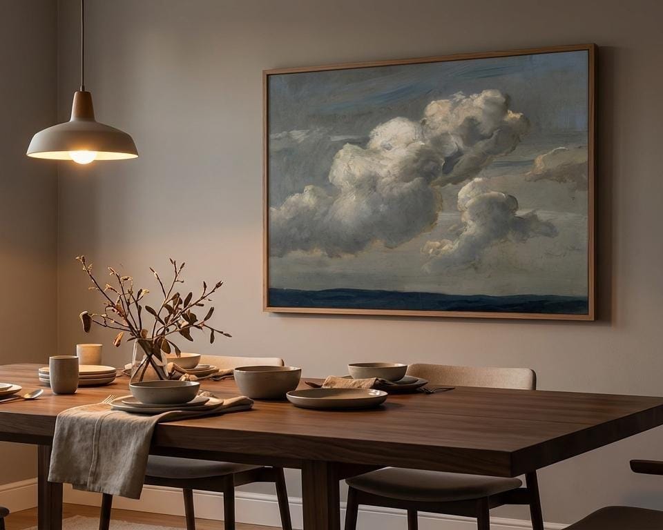 Vintage Cloud Wall Art Print: Moody Sky, Neutral Tones