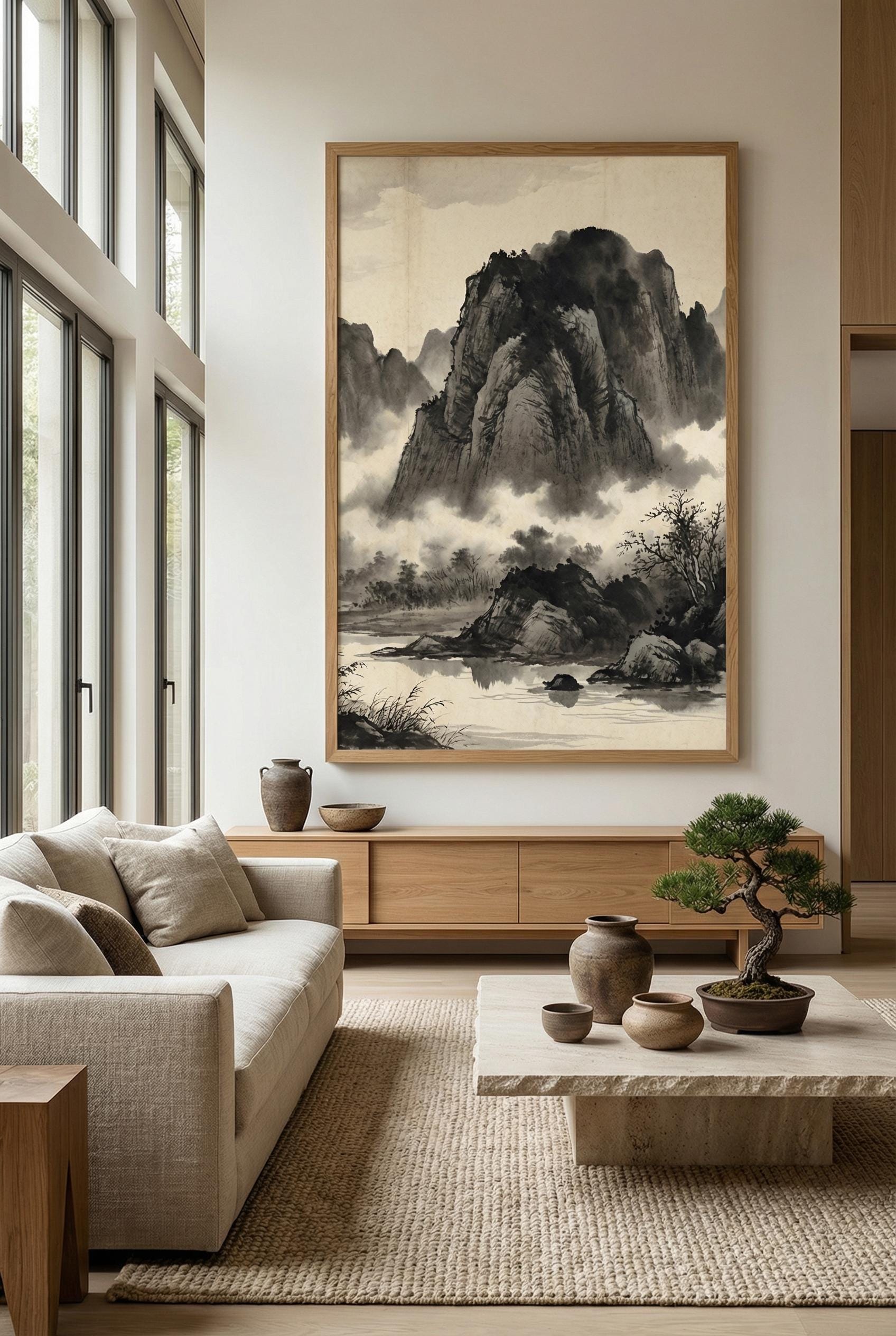 Japanese Mountain Wall Art - Nature Landscape Print for Home