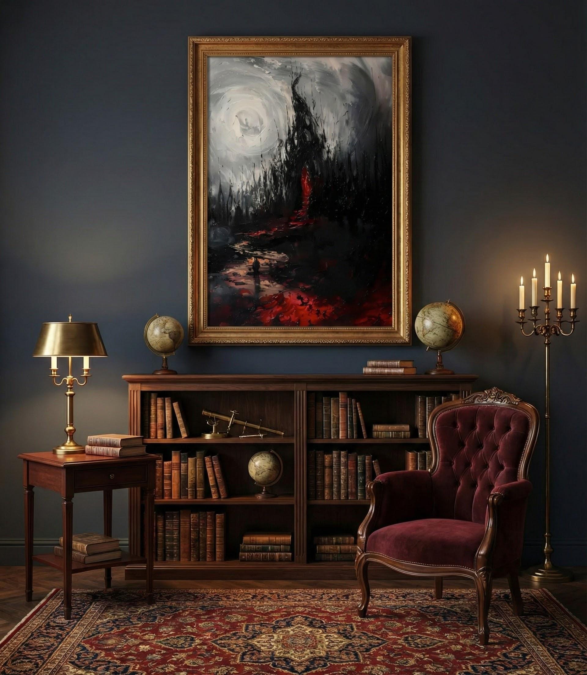 Abstract Charcoal Art: Moody Gothic Wall Decor - Dark & Intense