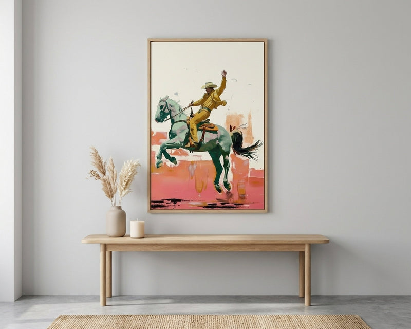 Golden Cowboy Dynamic Horse Art Print
