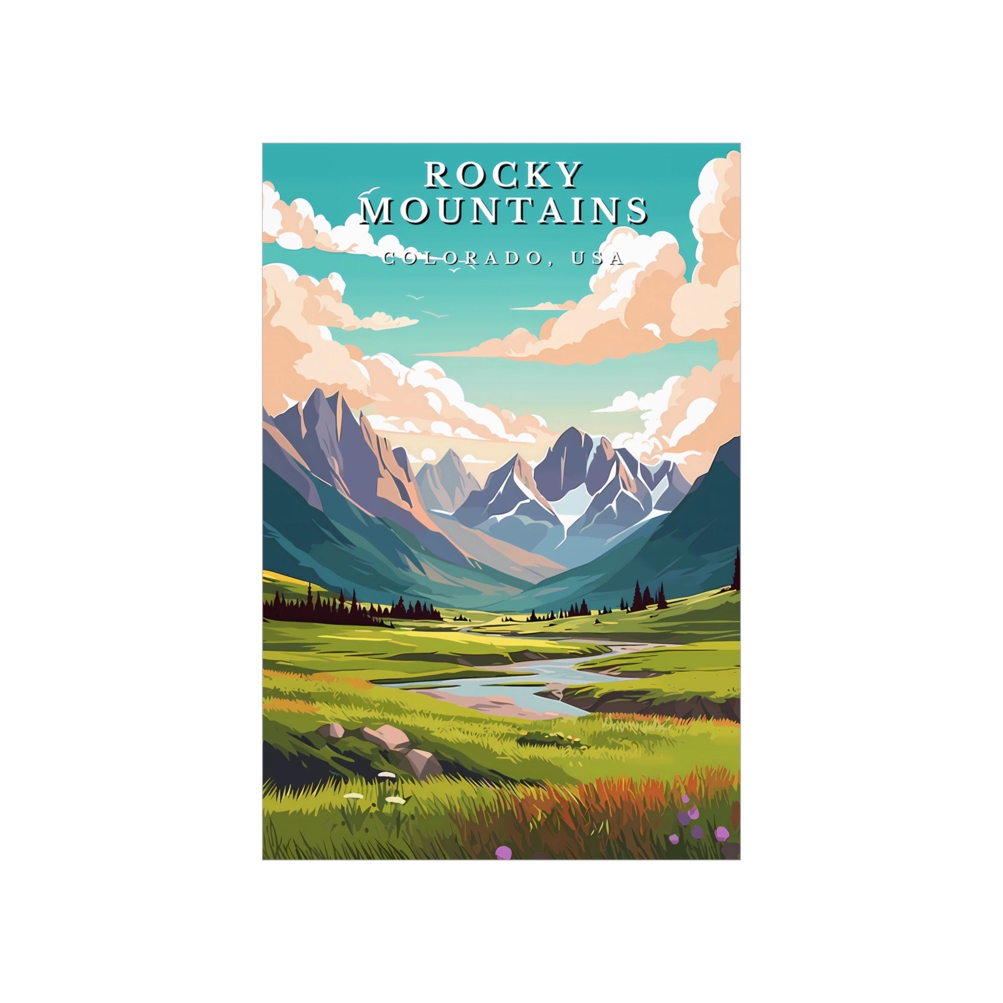 The Great Divide: Majestic Rocky Mountain Landscape Art | Untamed Wilderness & Serene Lake Decor
