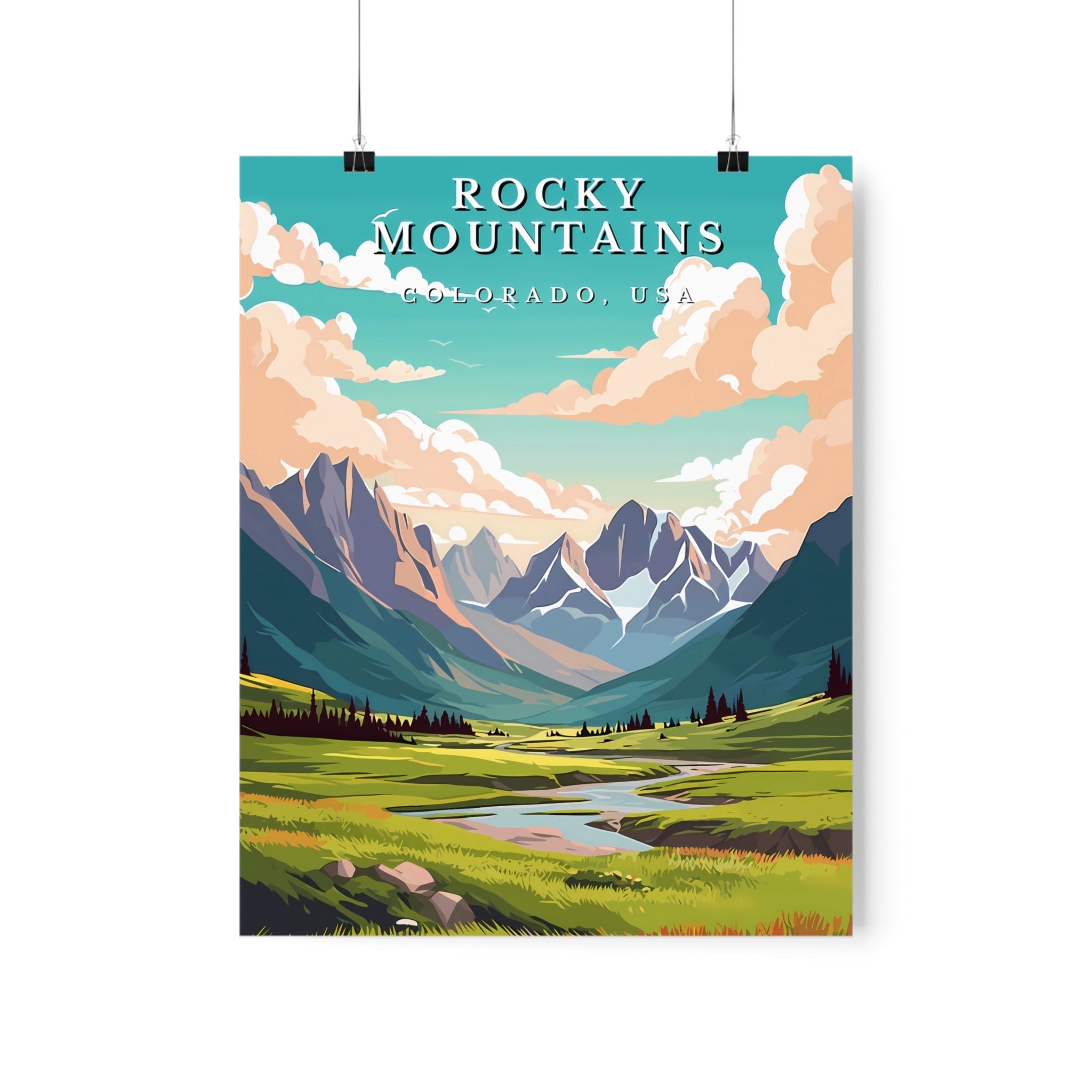 The Great Divide: Majestic Rocky Mountain Landscape Art | Untamed Wilderness & Serene Lake Decor