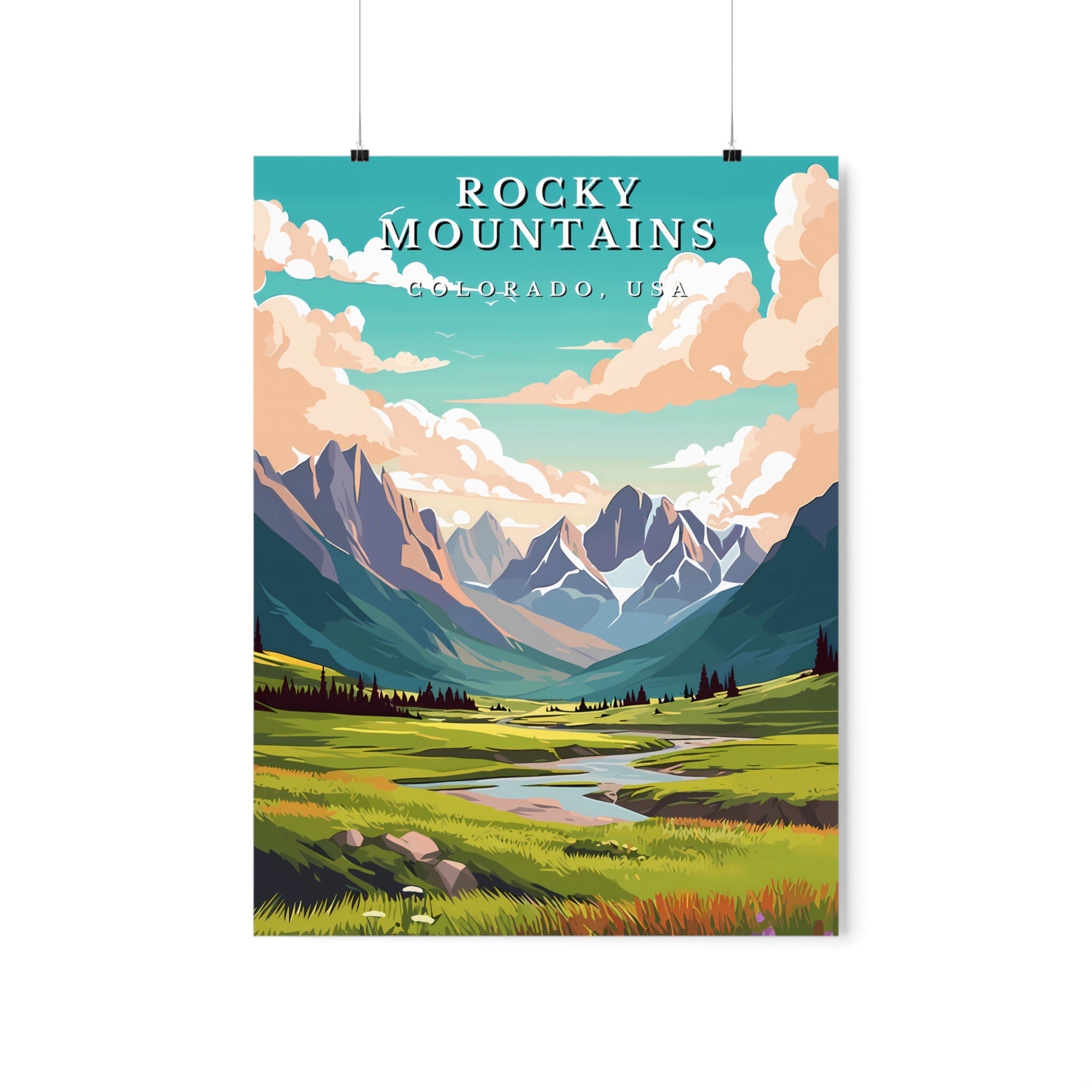 The Great Divide: Majestic Rocky Mountain Landscape Art | Untamed Wilderness & Serene Lake Decor
