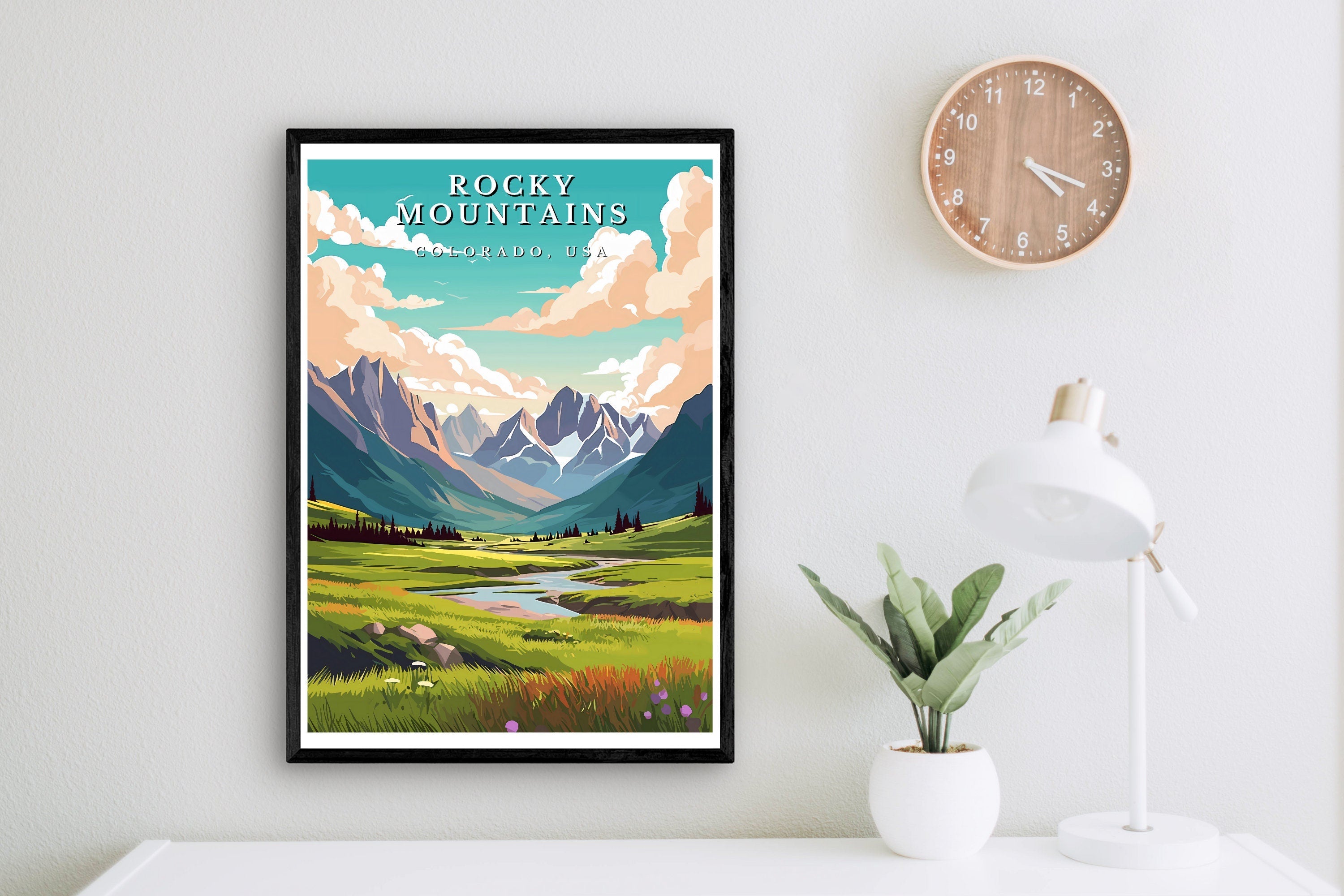 The Great Divide: Majestic Rocky Mountain Landscape Art | Untamed Wilderness & Serene Lake Decor