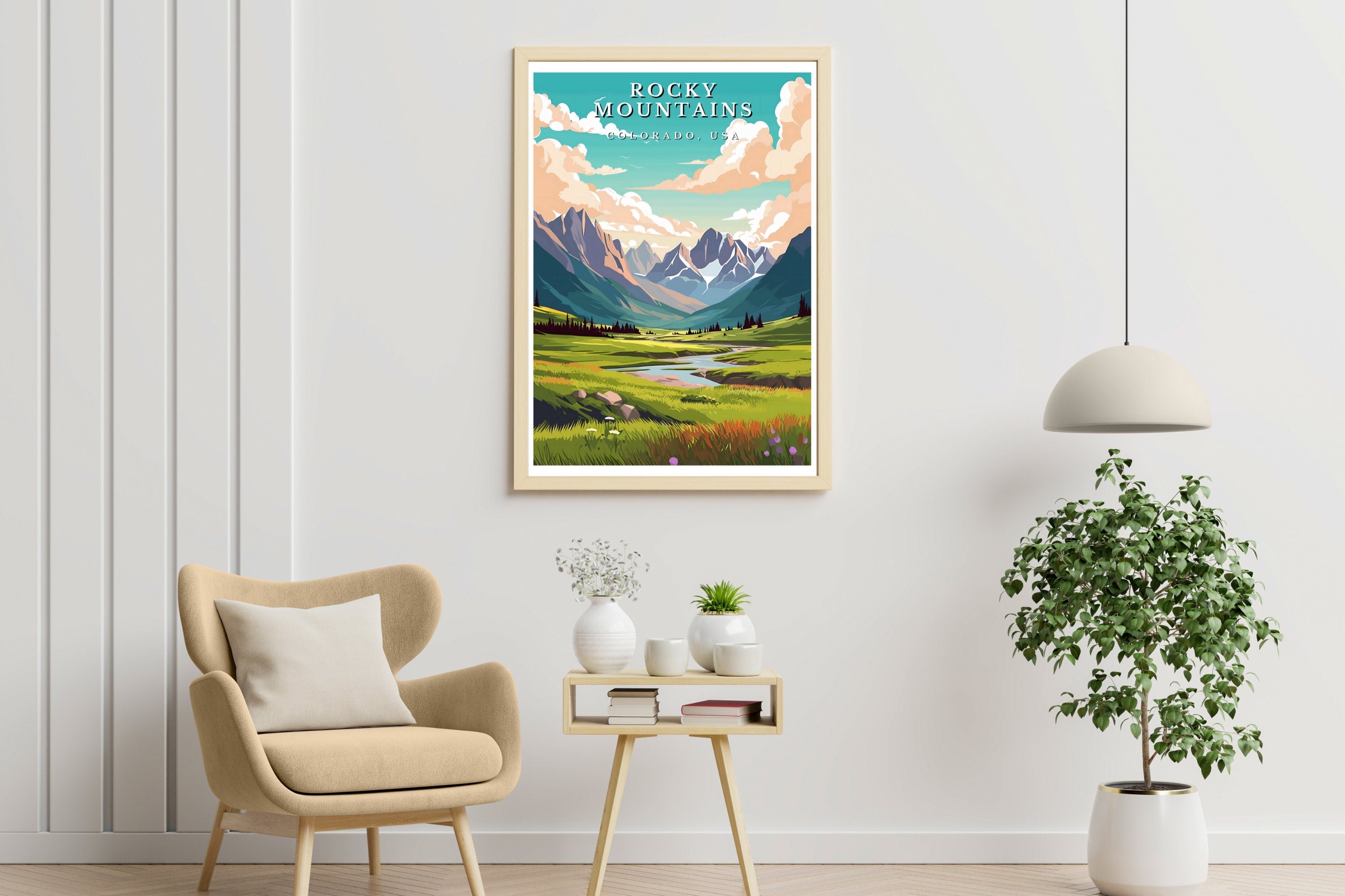 The Great Divide: Majestic Rocky Mountain Landscape Art | Untamed Wilderness & Serene Lake Decor