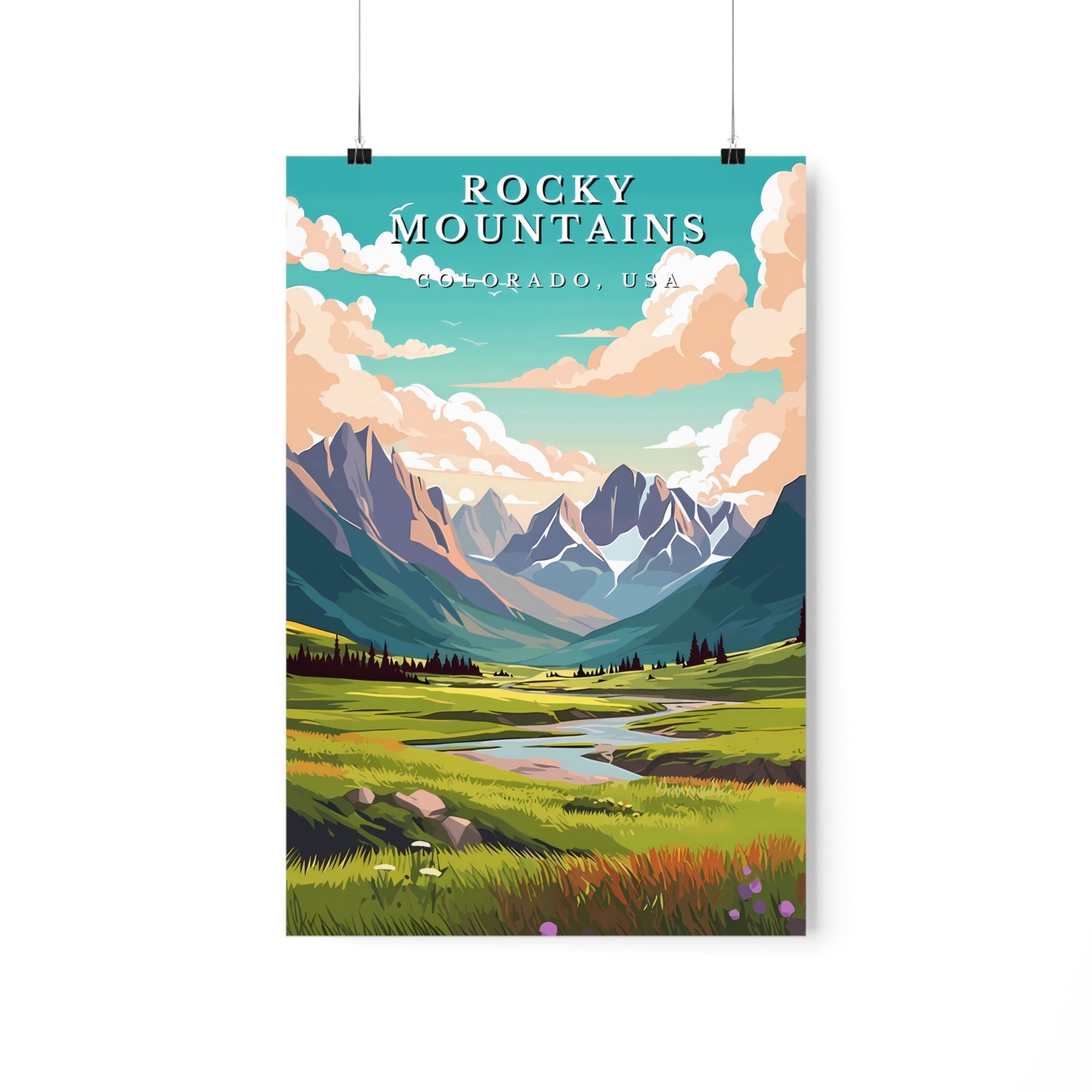 The Great Divide: Majestic Rocky Mountain Landscape Art | Untamed Wilderness & Serene Lake Decor