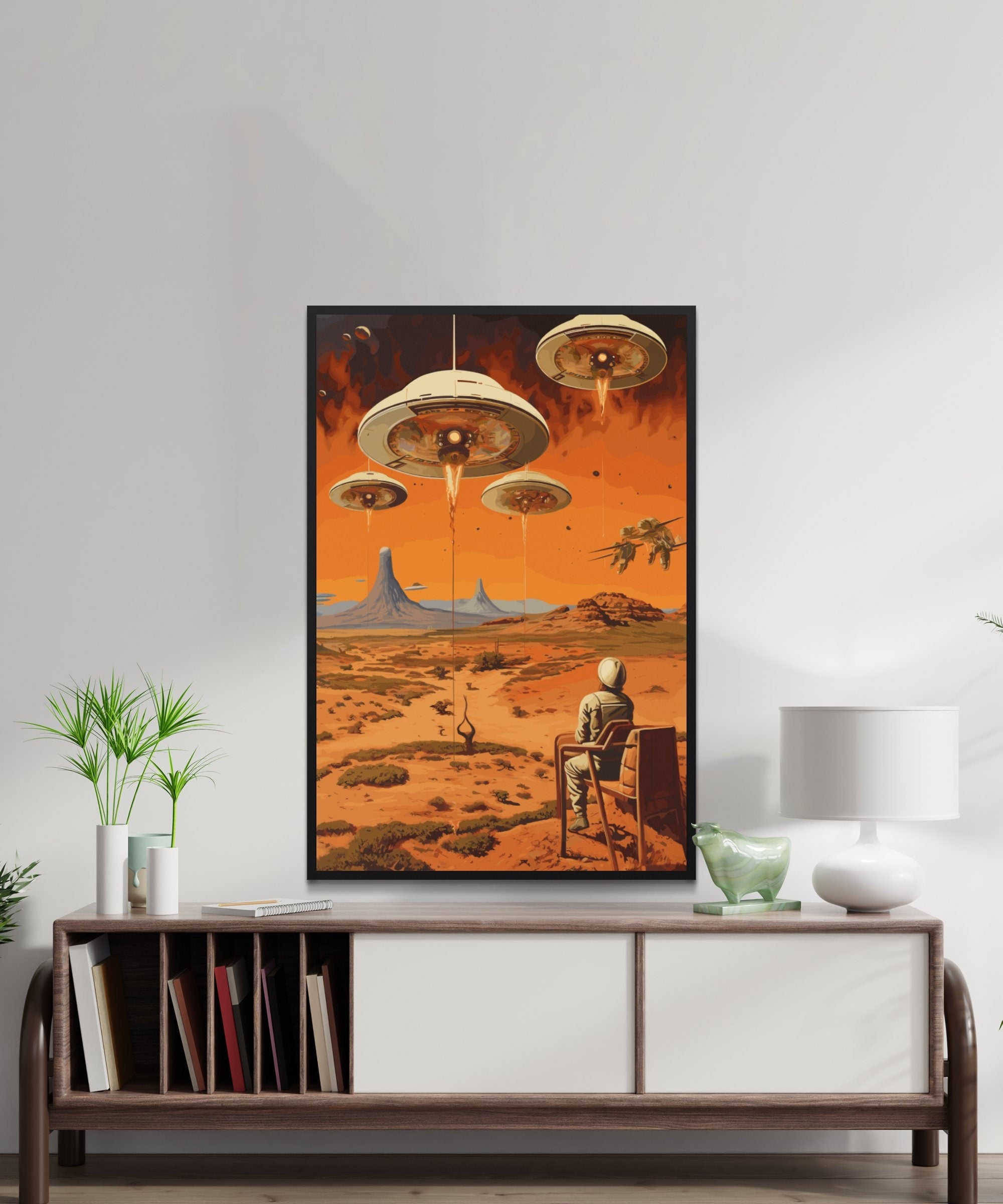 UFO views, Wall Art, Vintage, Retro Futurism Art, Wallpaper, Sci-Fi Collage Art, Space Art, Modern Art, Wall Art, Retro Art Wall Art