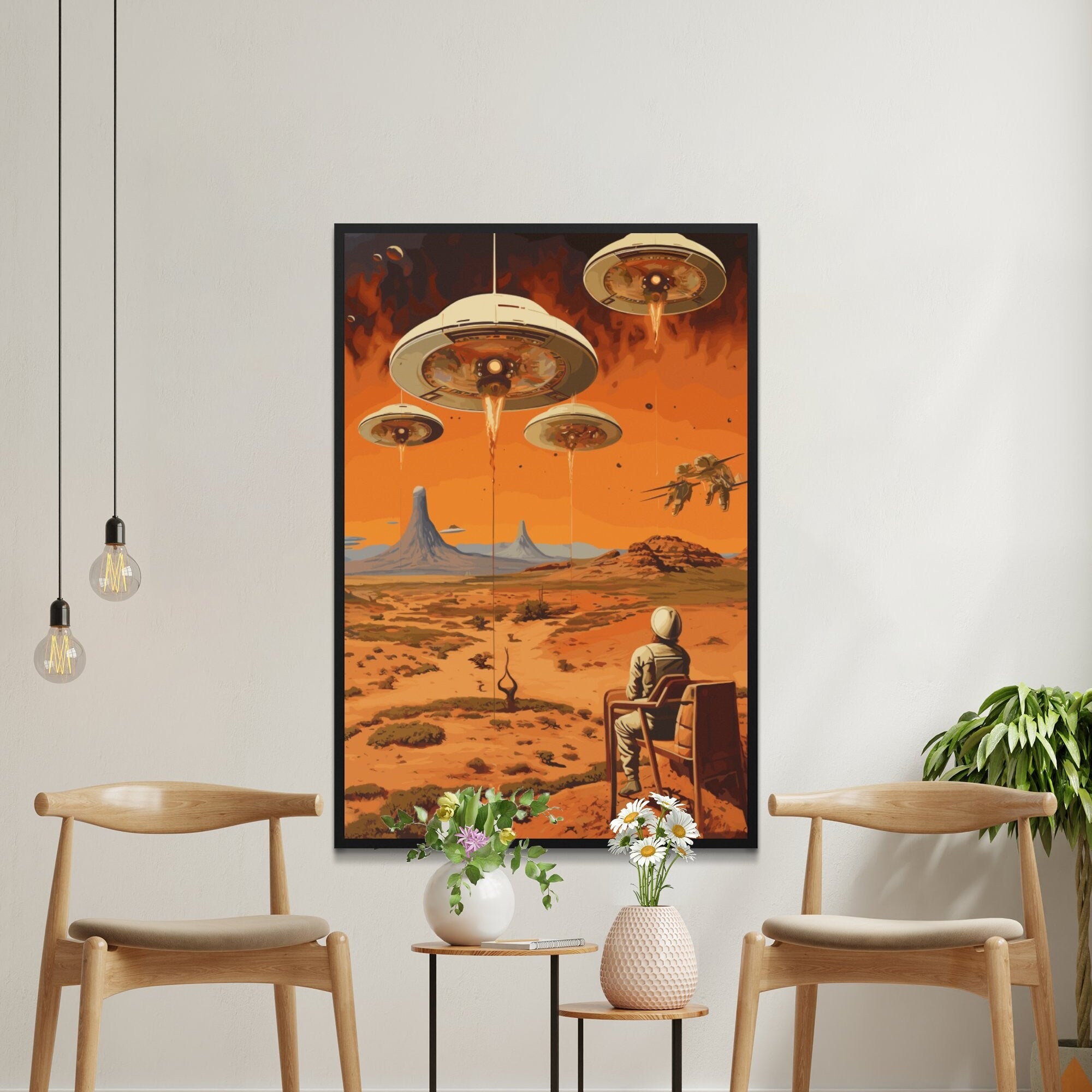 UFO views, Wall Art, Vintage, Retro Futurism Art, Wallpaper, Sci-Fi Collage Art, Space Art, Modern Art, Wall Art, Retro Art Wall Art