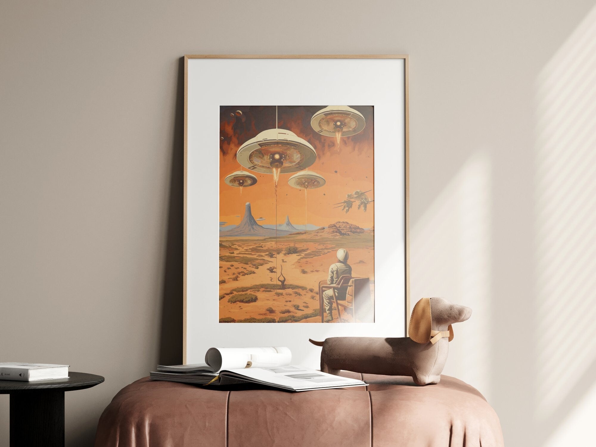 UFO views, Wall Art, Vintage, Retro Futurism Art, Wallpaper, Sci-Fi Collage Art, Space Art, Modern Art, Wall Art, Retro Art Wall Art