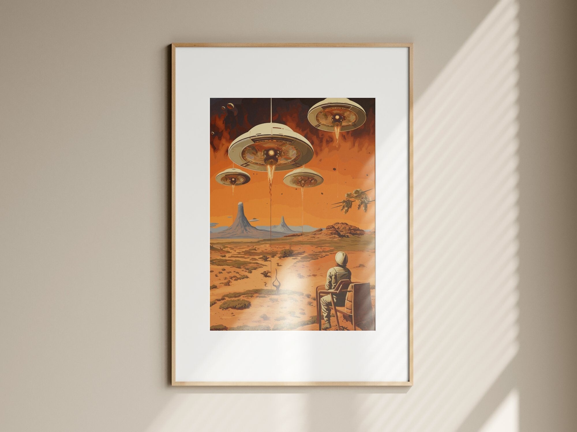 UFO views, Wall Art, Vintage, Retro Futurism Art, Wallpaper, Sci-Fi Collage Art, Space Art, Modern Art, Wall Art, Retro Art Wall Art