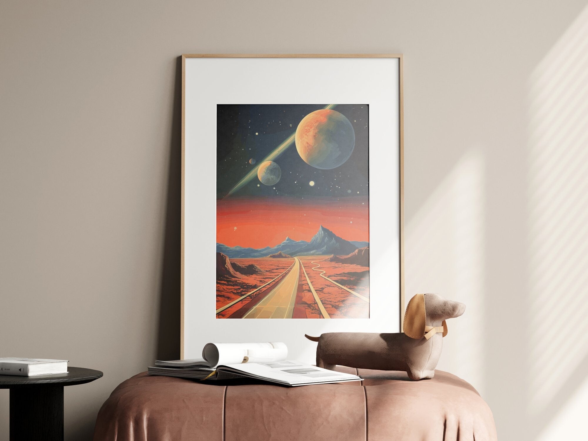 Space Roadtrip, Wall Art, Vintage, Retro Futurism Art, Wallpaper, Sci-Fi Collage Art, Space Art, Modern Art, Retro Art, Wall Art, Cosmic