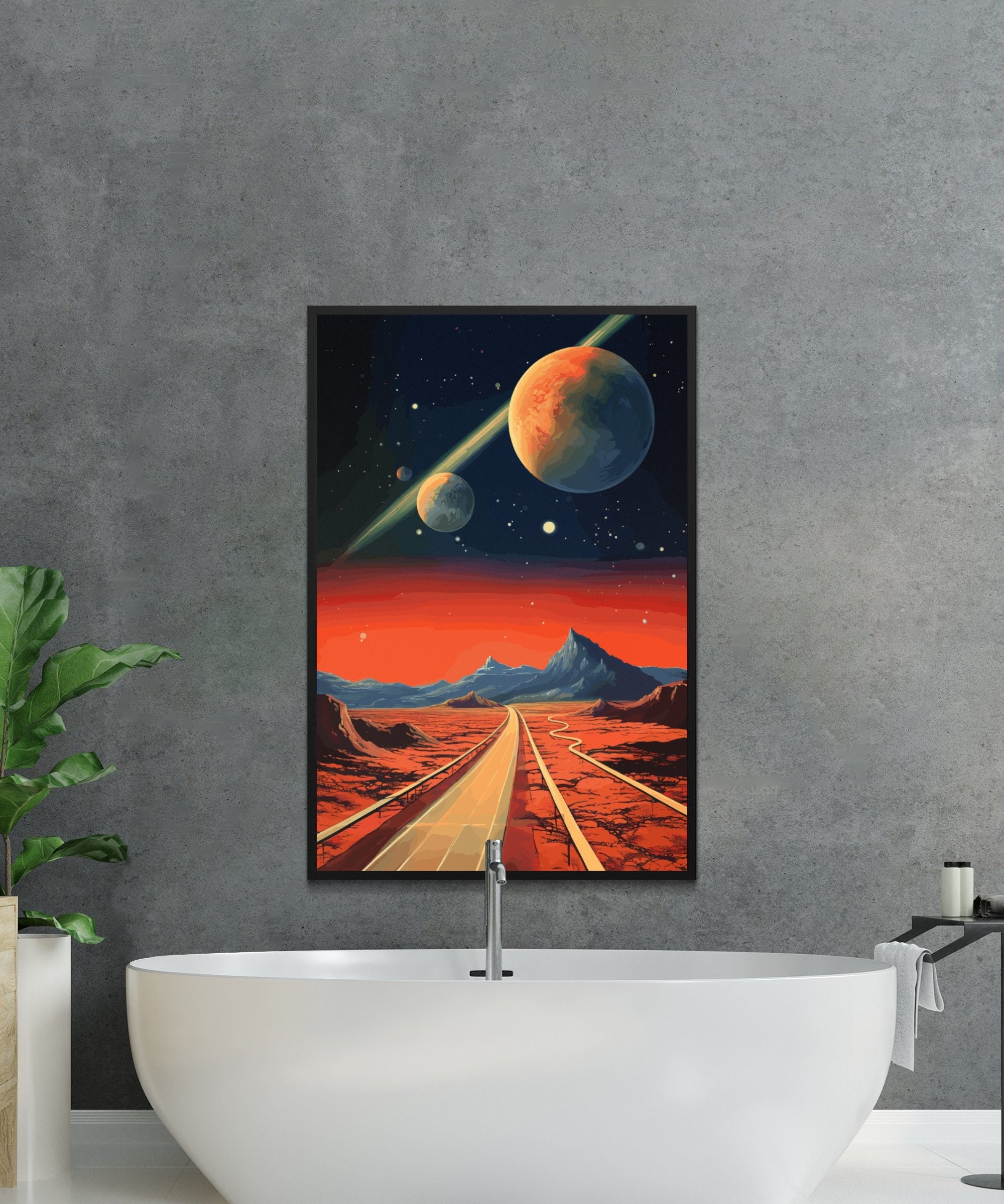 Space Roadtrip, Wall Art, Vintage, Retro Futurism Art, Wallpaper, Sci-Fi Collage Art, Space Art, Modern Art, Retro Art, Wall Art, Cosmic