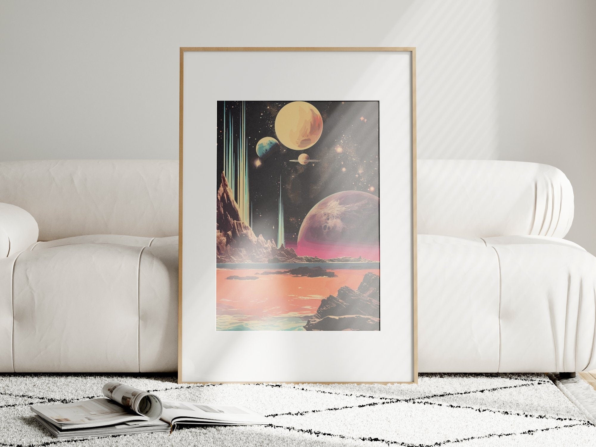 Space Views, Wall Art, Vintage, Retro Futurism Art, Wallpaper, Sci-Fi Collage Art, Space Art, Modern Art, Retro Art, Wall Art, Cosmic Art