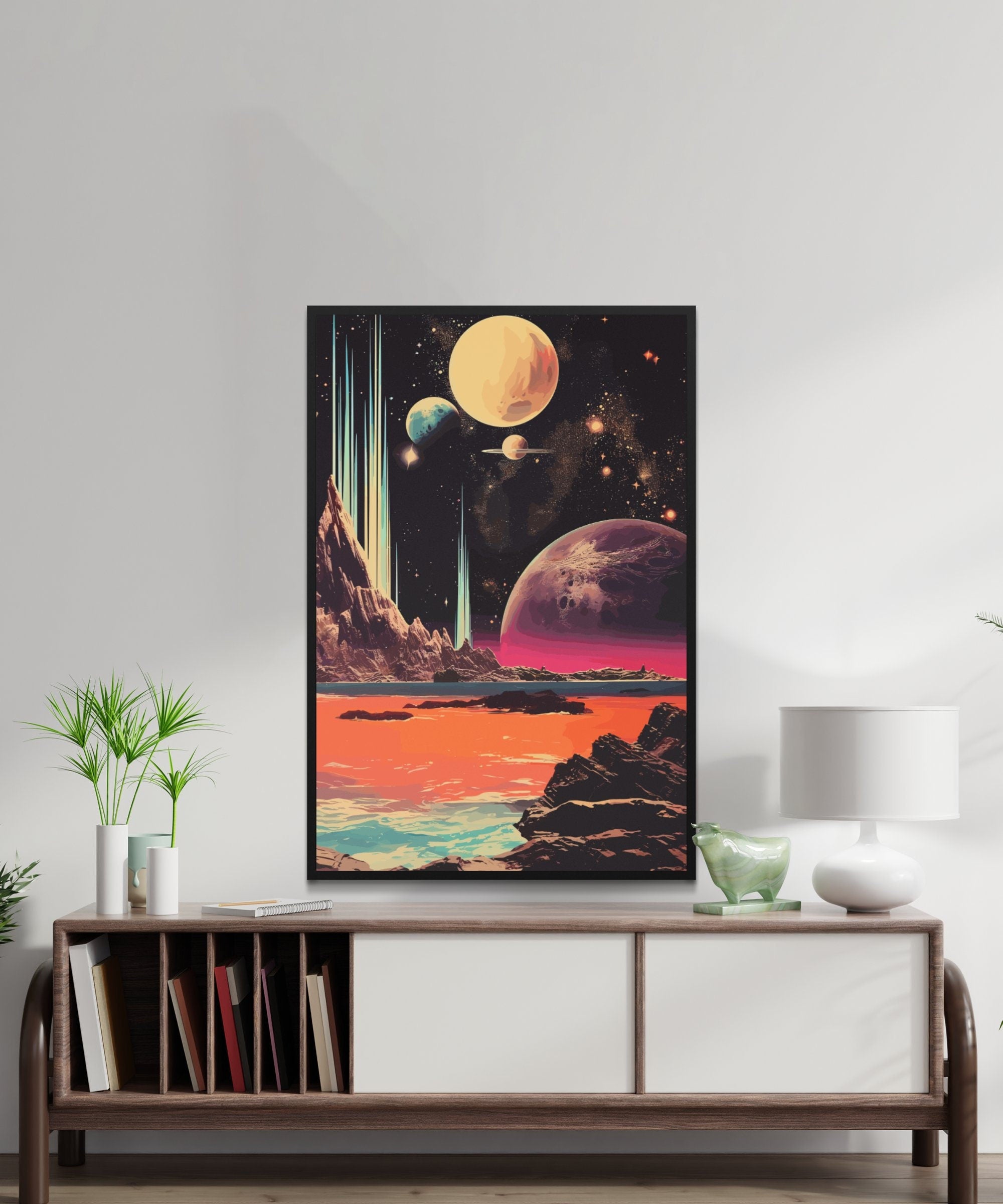 Space Views, Wall Art, Vintage, Retro Futurism Art, Wallpaper, Sci-Fi Collage Art, Space Art, Modern Art, Retro Art, Wall Art, Cosmic Art