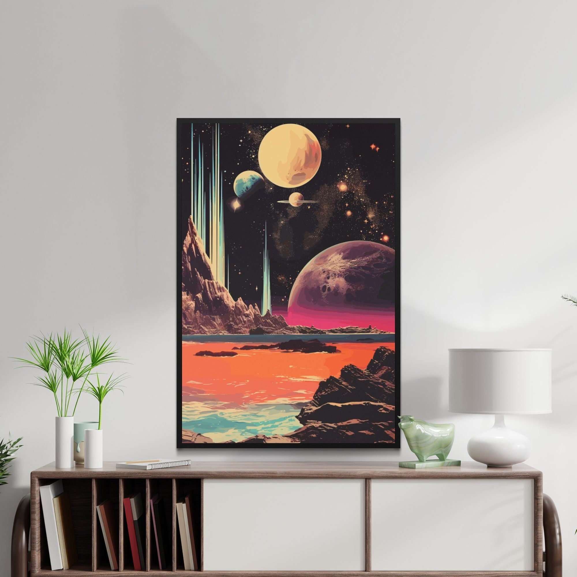 Space Views: Vintage Sci-Fi Collage Art | Retro-Futuristic Cosmic Wall Decor
