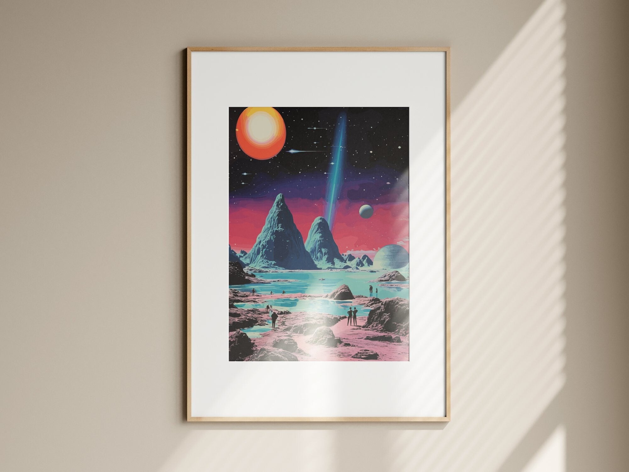 Space Lagoon, Wall Art, Vintage, Retro Futurism Art, Wallpaper, Sci-Fi Collage Art, Space Art, Modern Art, Retro Art, Wall Art, Cosmic Art