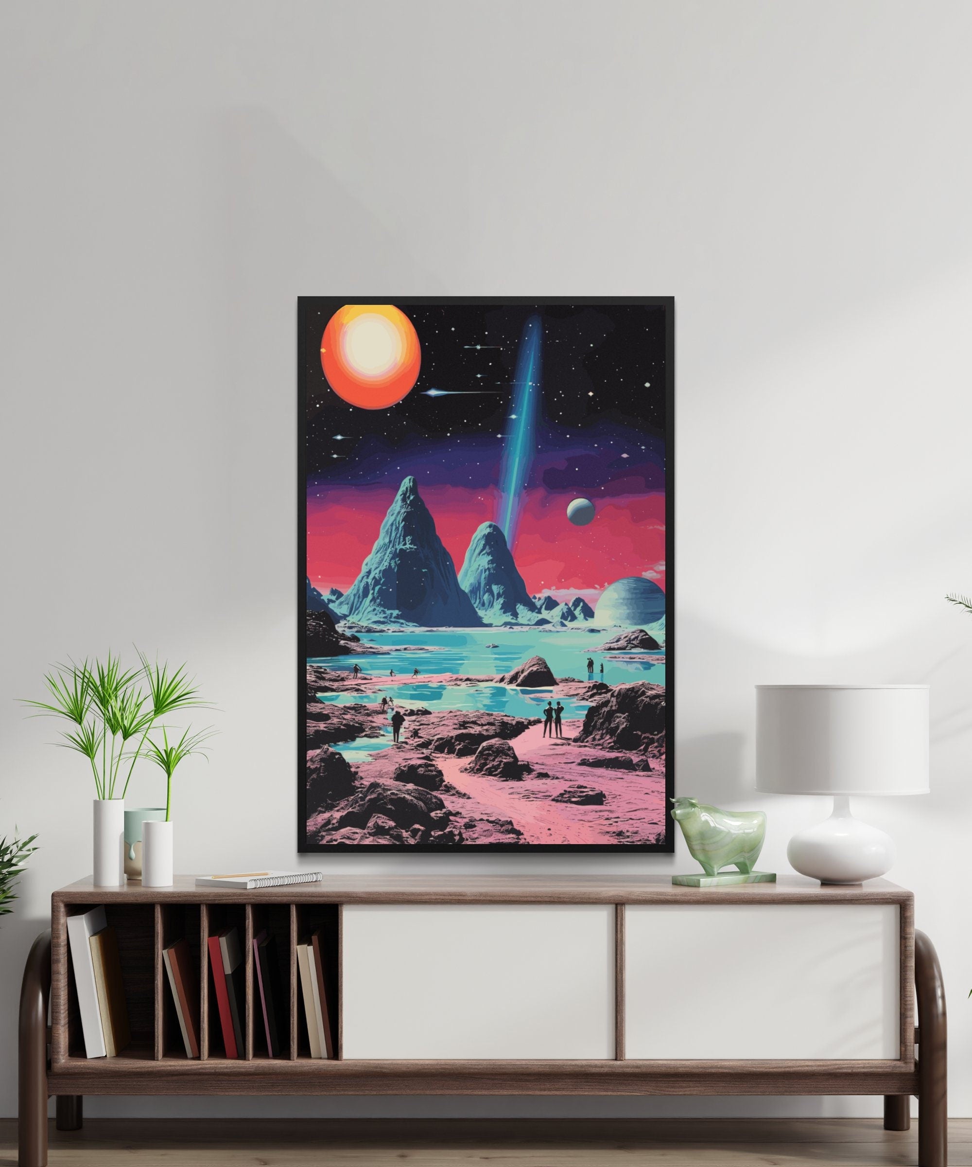 Space Lagoon, Wall Art, Vintage, Retro Futurism Art, Wallpaper, Sci-Fi Collage Art, Space Art, Modern Art, Retro Art, Wall Art, Cosmic Art