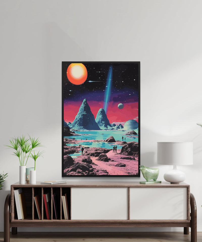 Vintage Sci-Fi Collage – Retro-Futuristic Art | Cosmic Lagoon Artwork & Space Decor