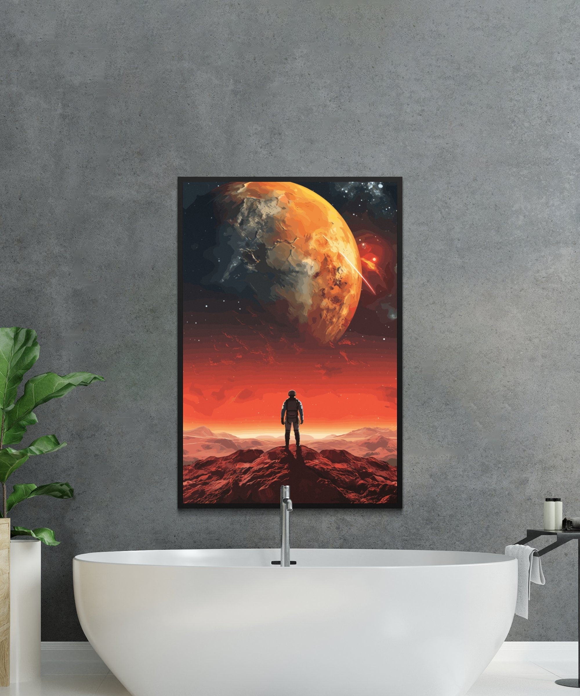 Views From Red Planet, Wall Art, Vintage, Retro Futurism Art, Wallpaper, Sci-Fi Collage Art, Space Art, Modern Art, Retro Art, Wall Art