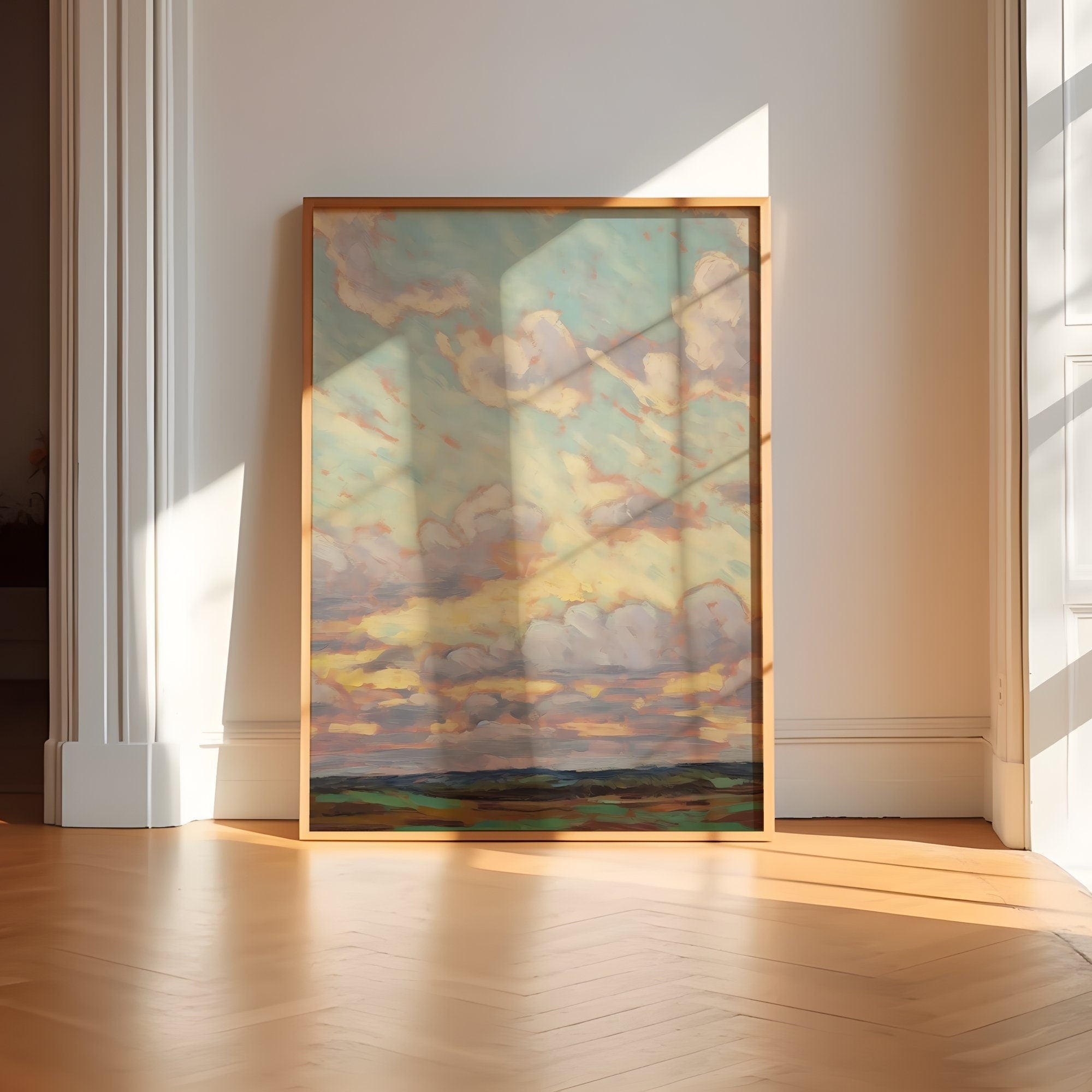 Dreamer's Sky: Impressionist Colorful Clouds Art | Modern & Serene Farmhouse Wall Decor