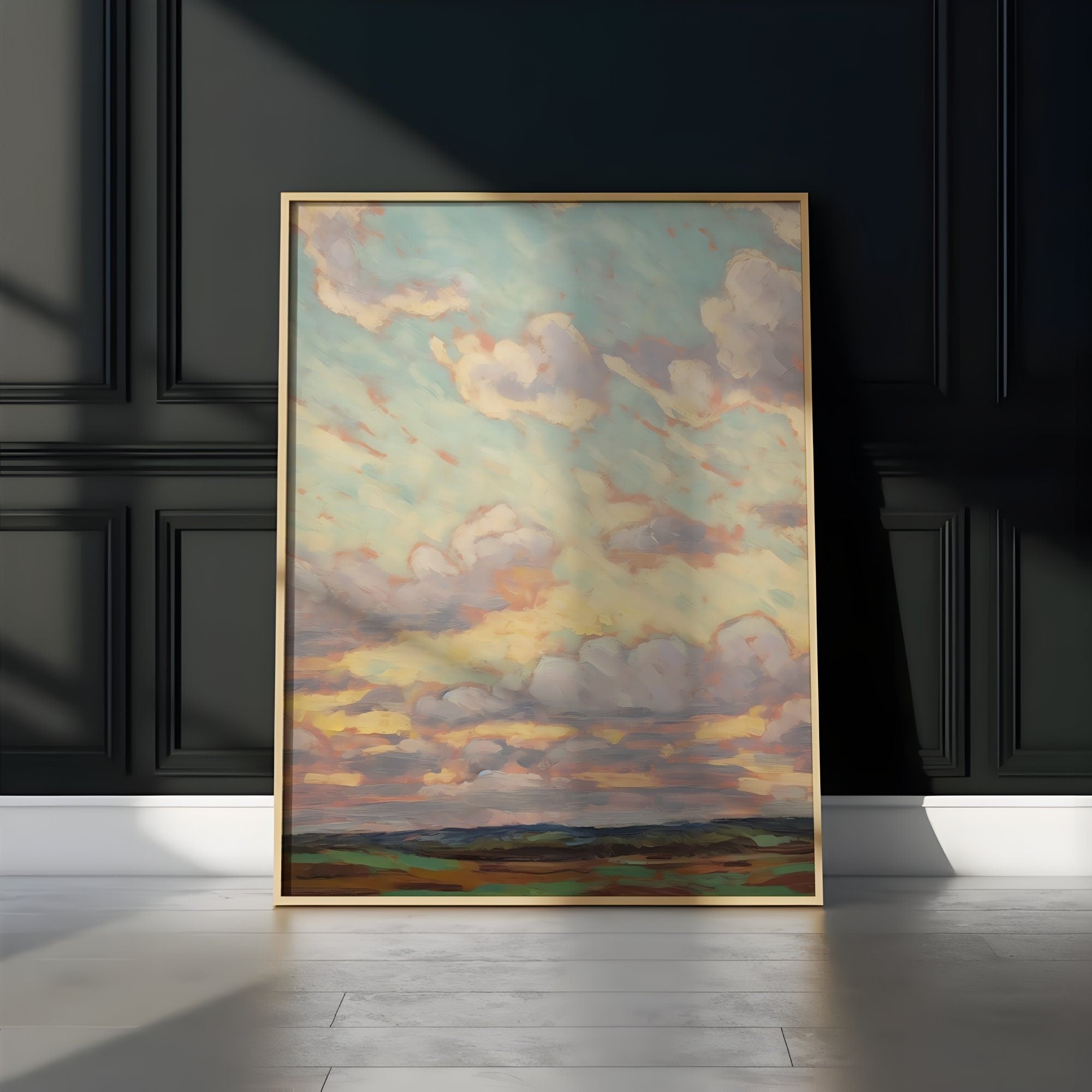Dreamer's Sky: Impressionist Colorful Clouds Art | Modern & Serene Farmhouse Wall Decor