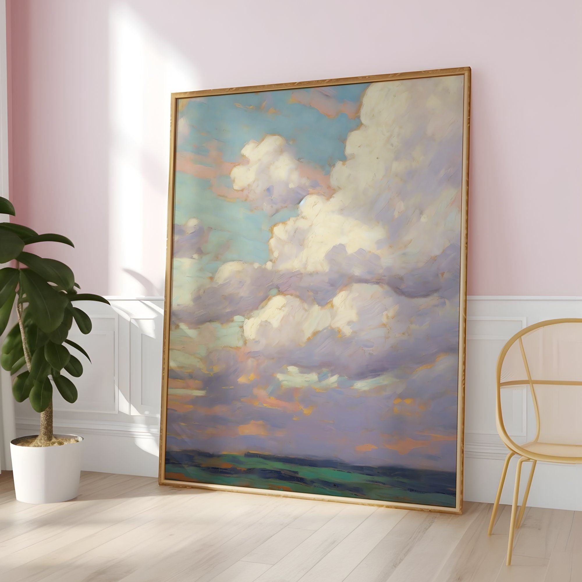 Impressionist Colorful Clouds - Modern Farmhouse Decor | Dreamy Sky Art Canvas