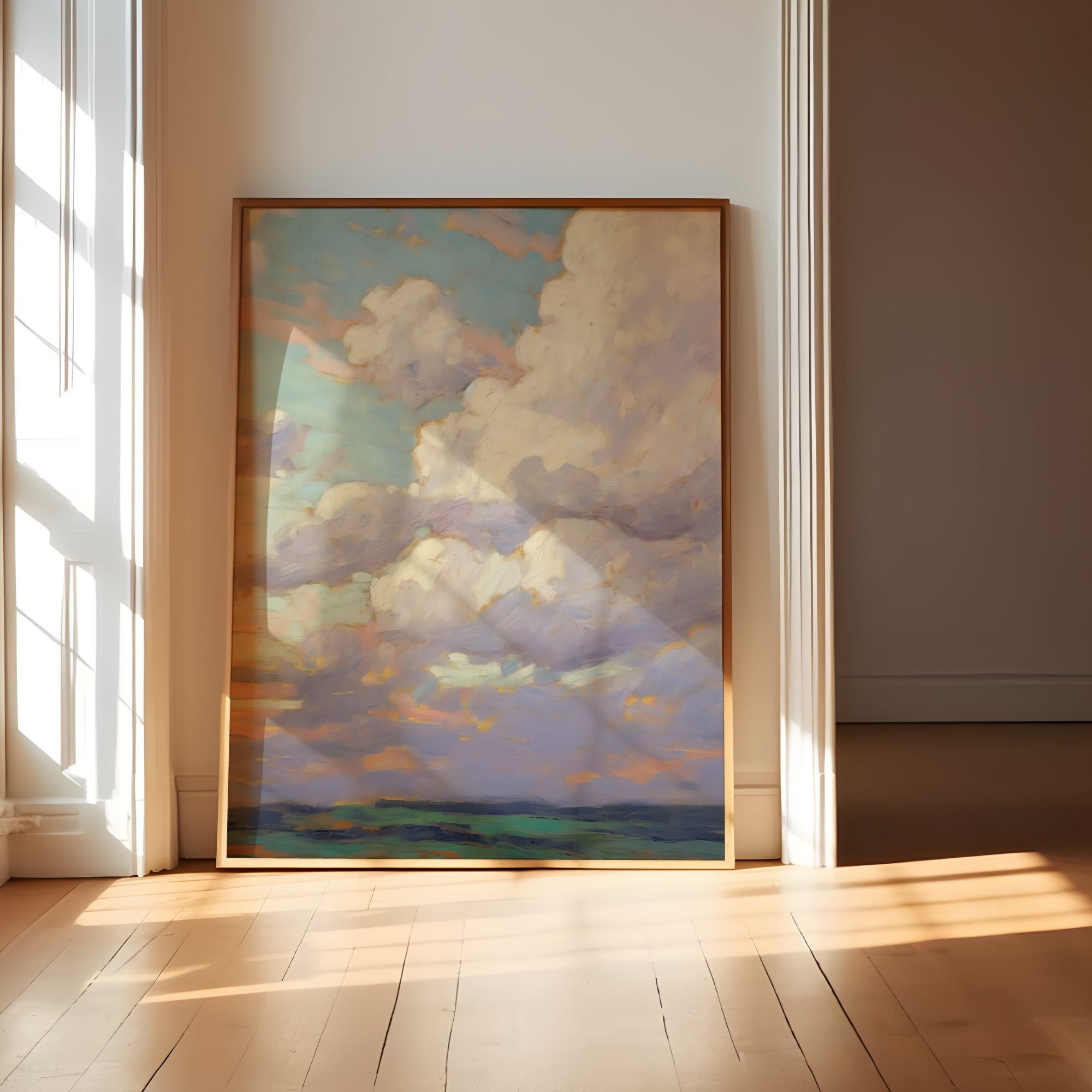 Impressionist Colorful Clouds - Modern Farmhouse Decor | Dreamy Sky Art Canvas