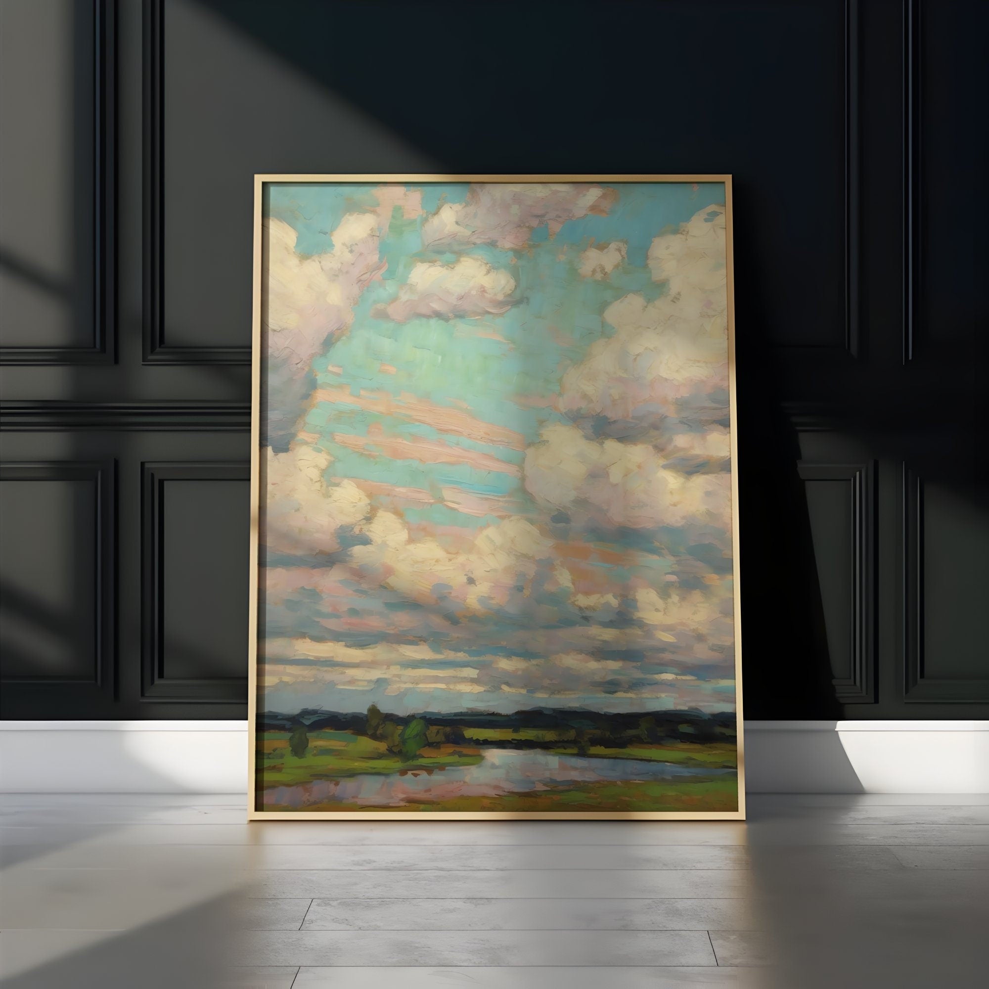 Dreamer's Sky: Impressionist Colorful Clouds Art | Modern & Serene Farmhouse Wall Decor