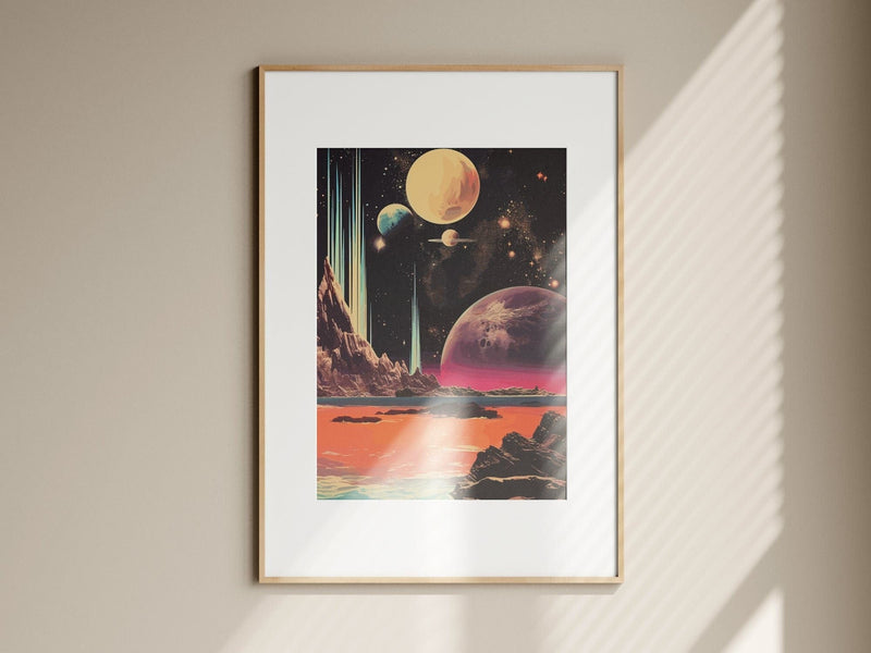 Vintage Sci-Fi Collage - Retro-Futuristic Wall Decor | Cosmic Space Adventure Art
