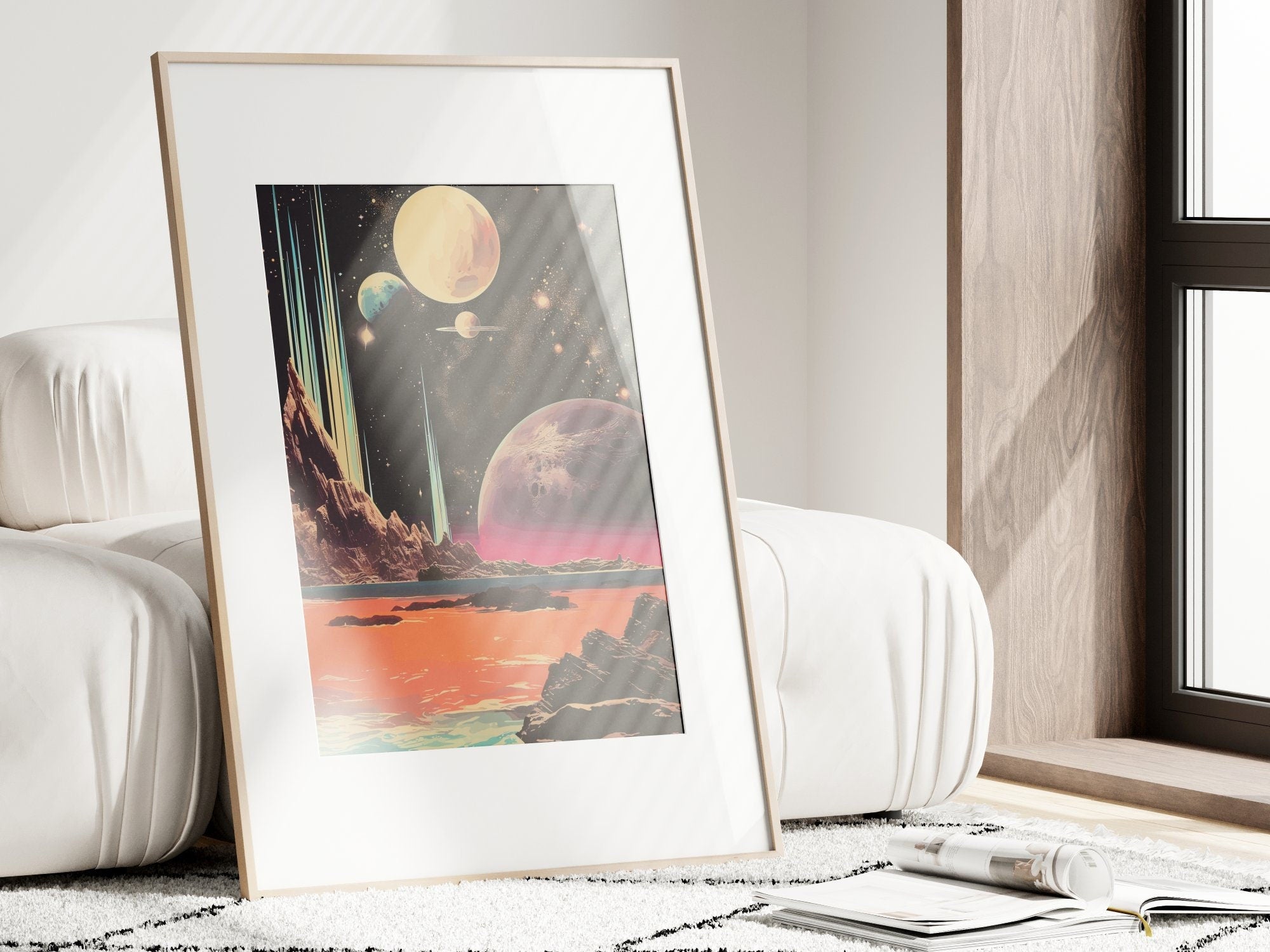 Space Views, Wall Art, Vintage, Retro Futurism Art, Wallpaper, Sci-Fi Collage Art, Space Art, Modern Art, Retro Art, Wall Art, Cosmic Art