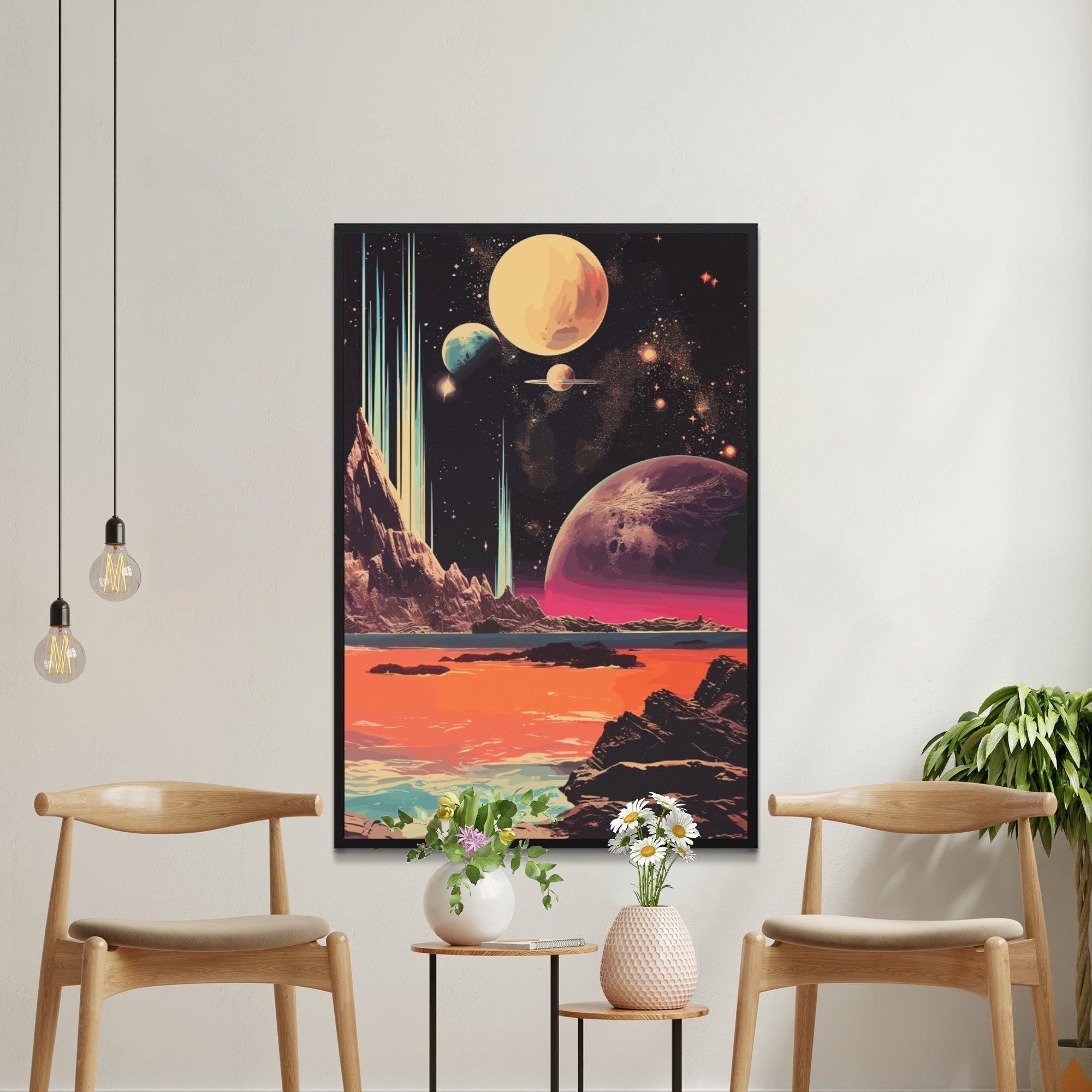 Space Views, Wall Art, Vintage, Retro Futurism Art, Wallpaper, Sci-Fi Collage Art, Space Art, Modern Art, Retro Art, Wall Art, Cosmic Art