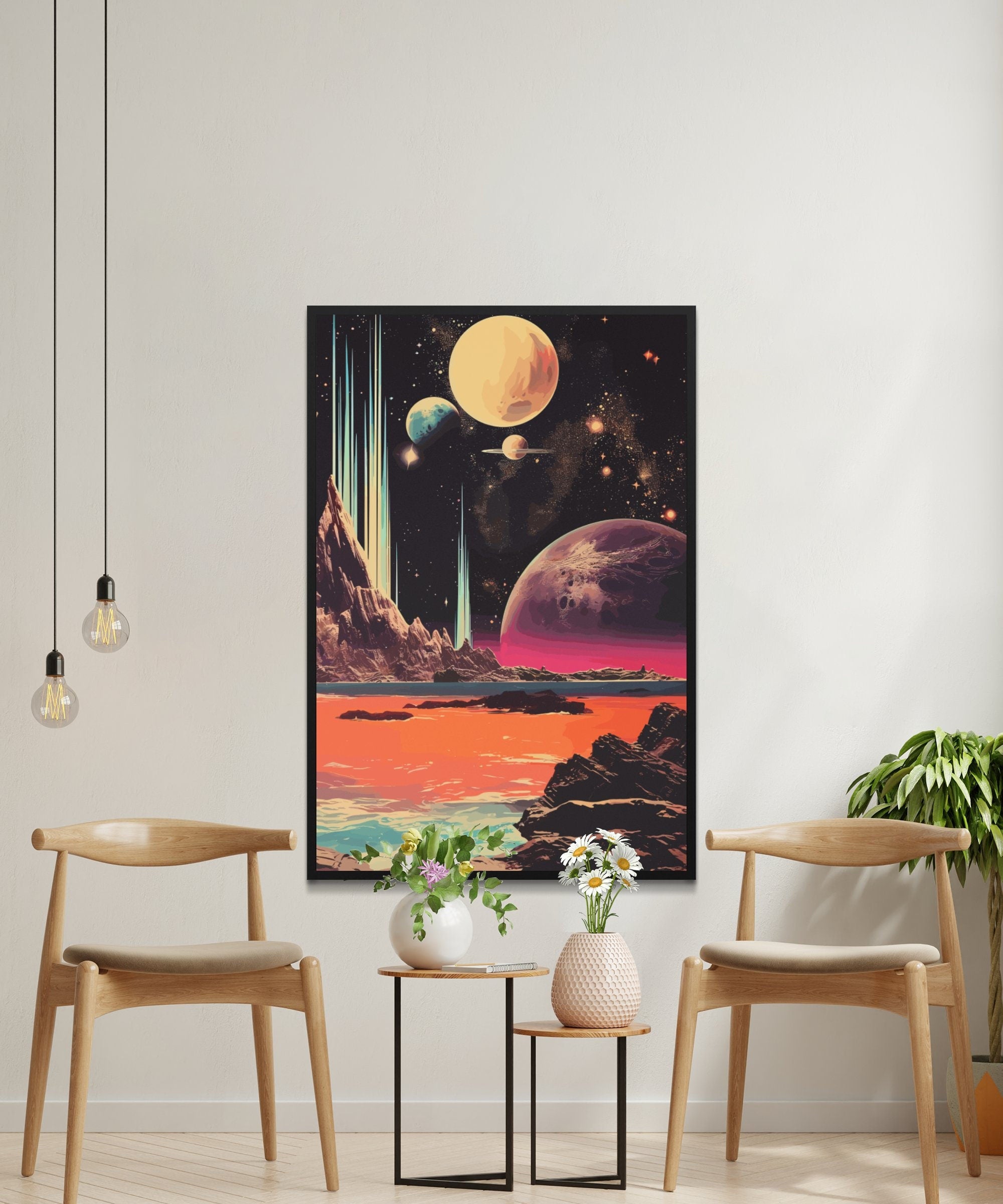 Space Views, Wall Art, Vintage, Retro Futurism Art, Wallpaper, Sci-Fi Collage Art, Space Art, Modern Art, Retro Art, Wall Art, Cosmic Art