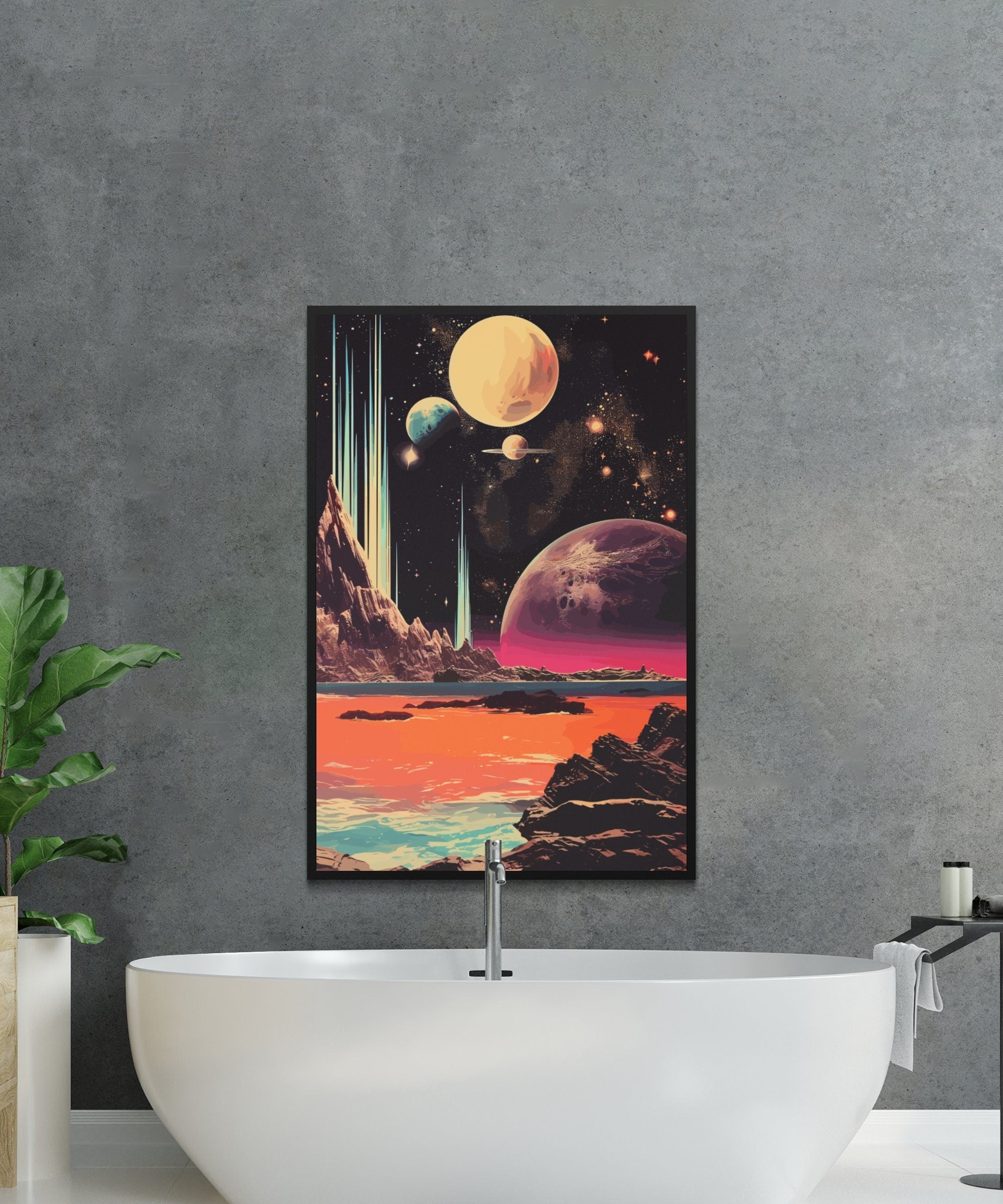 Space Views, Wall Art, Vintage, Retro Futurism Art, Wallpaper, Sci-Fi Collage Art, Space Art, Modern Art, Retro Art, Wall Art, Cosmic Art