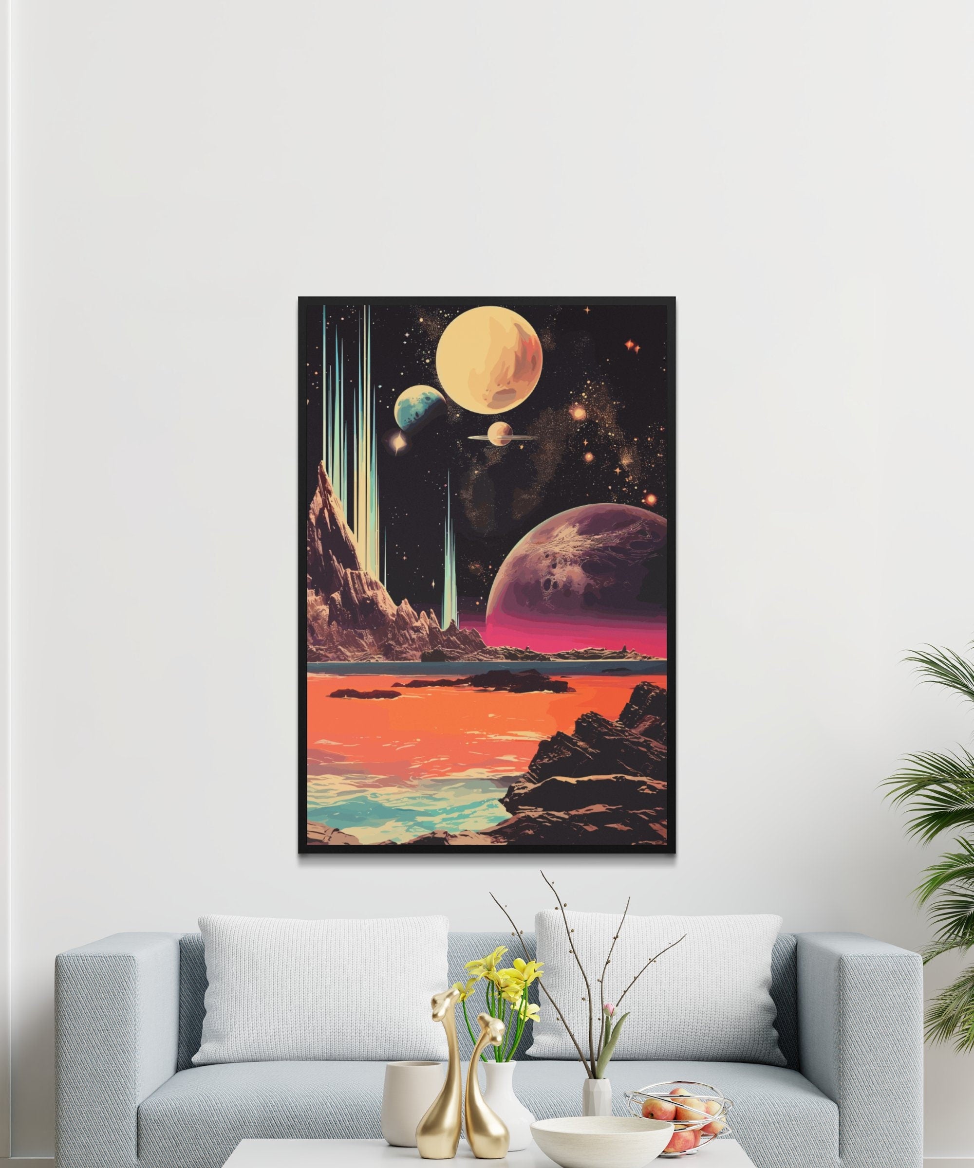 Space Views, Wall Art, Vintage, Retro Futurism Art, Wallpaper, Sci-Fi Collage Art, Space Art, Modern Art, Retro Art, Wall Art, Cosmic Art