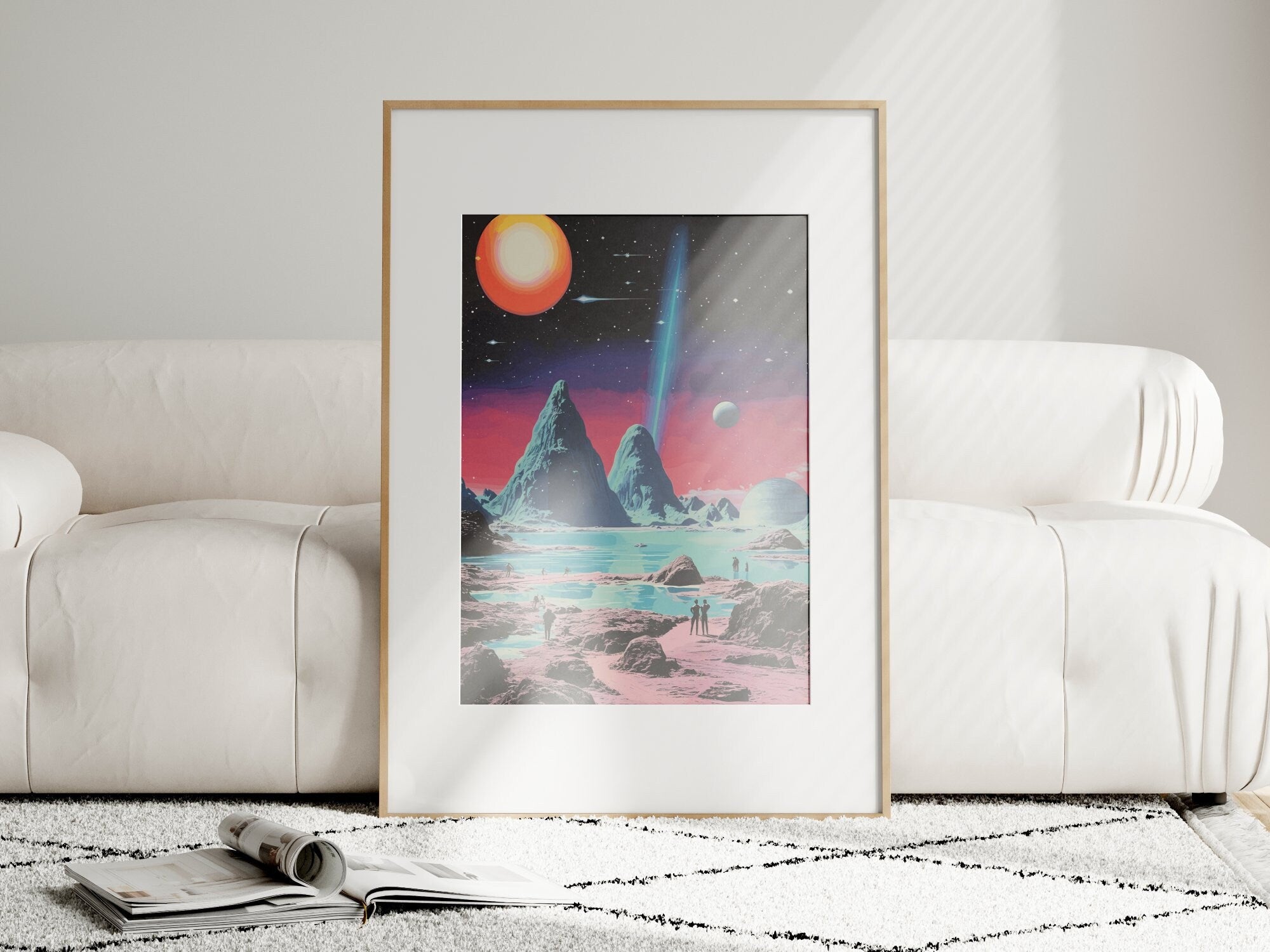 Space Lagoon, Wall Art, Vintage, Retro Futurism Art, Wallpaper, Sci-Fi Collage Art, Space Art, Modern Art, Retro Art, Wall Art, Cosmic Art