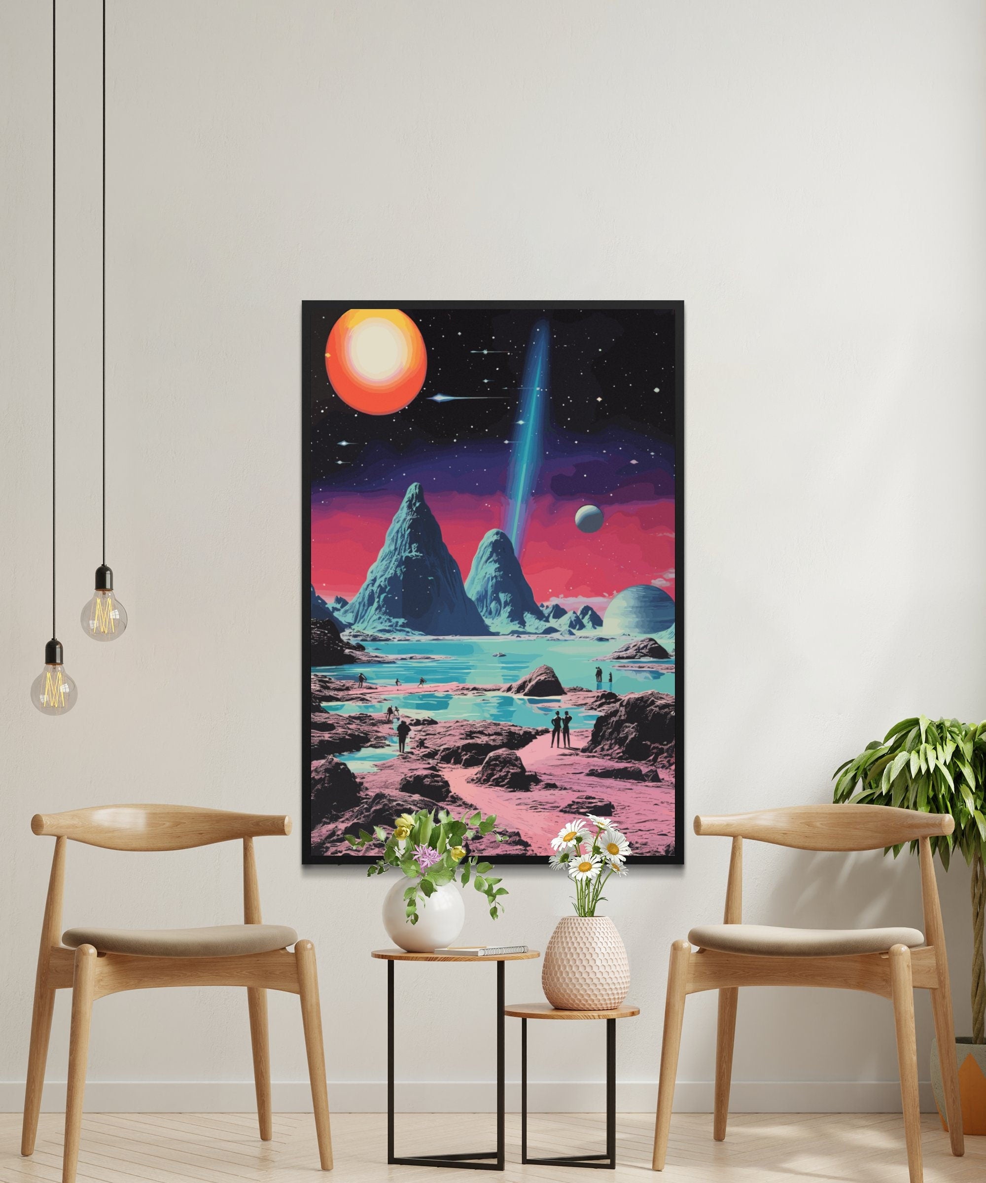 Space Lagoon, Wall Art, Vintage, Retro Futurism Art, Wallpaper, Sci-Fi Collage Art, Space Art, Modern Art, Retro Art, Wall Art, Cosmic Art