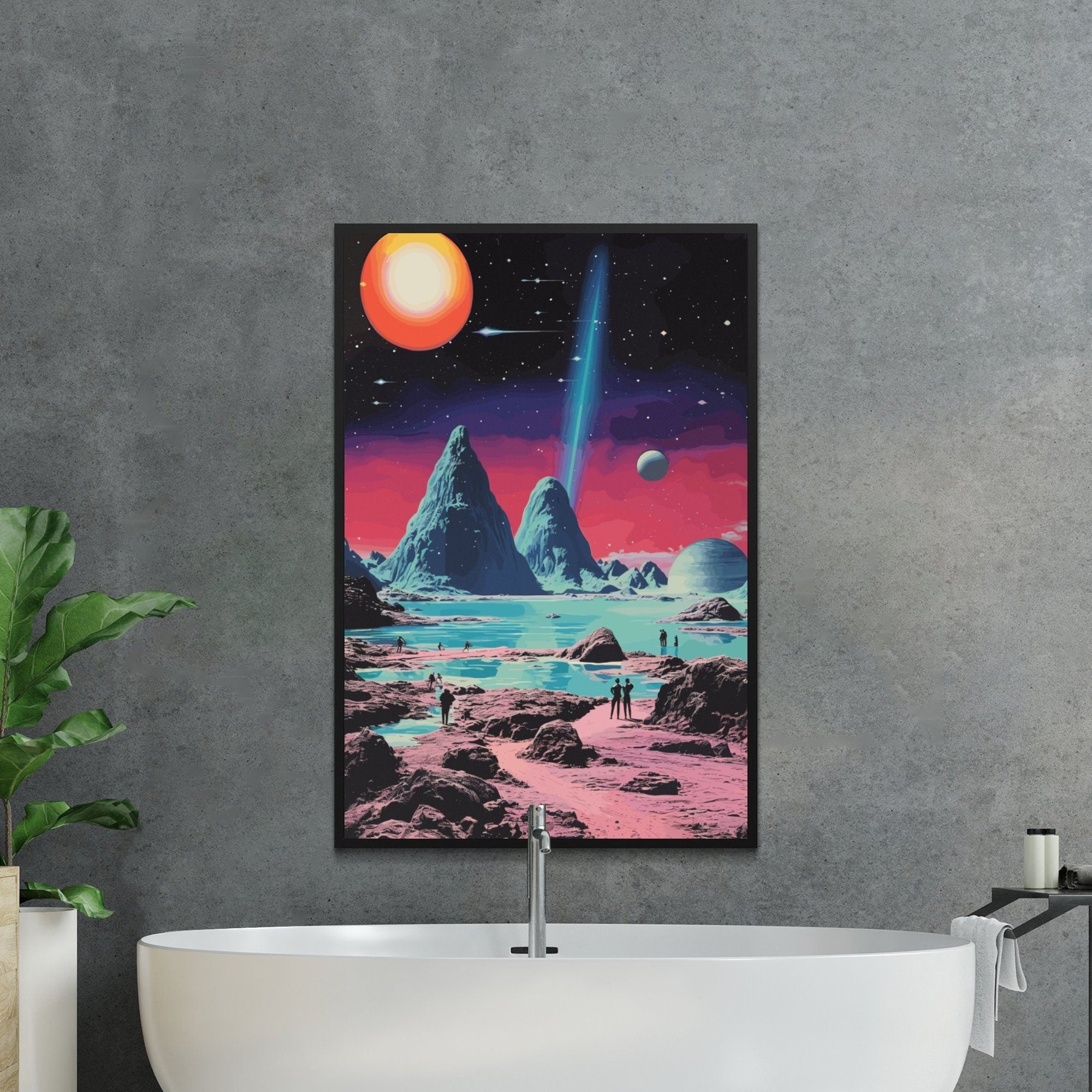The Space Lagoon: Vintage Sci-Fi Collage Art | Retro-Futuristic & Cosmic Wall Decor