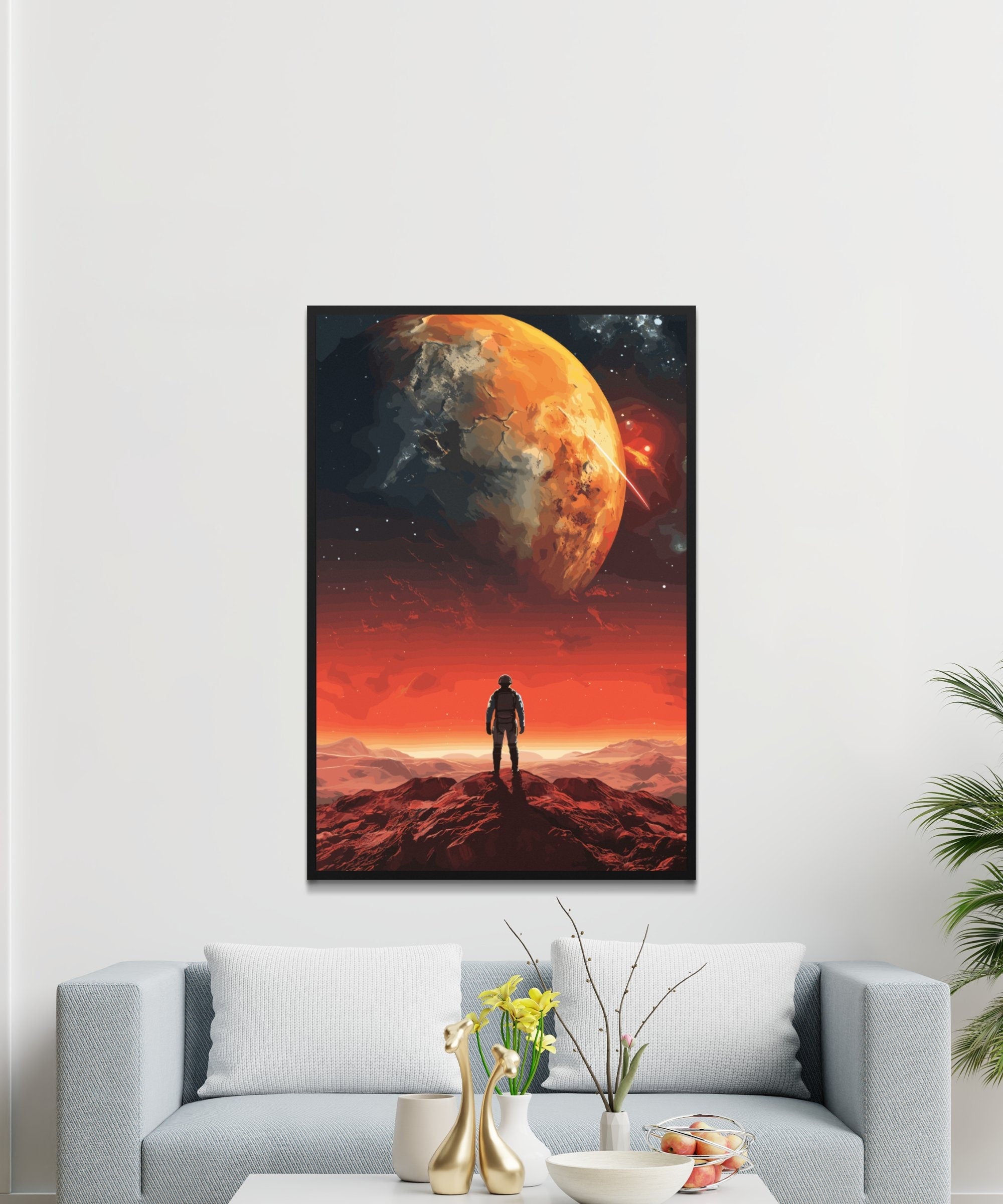 Views From Red Planet, Wall Art, Vintage, Retro Futurism Art, Wallpaper, Sci-Fi Collage Art, Space Art, Modern Art, Retro Art, Wall Art