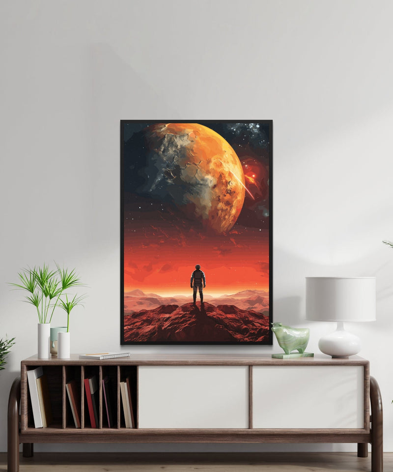 Mars Landing Art - Retro Sci-Fi Collage | Vintage Red Planet Decor & Cosmic Wall Art