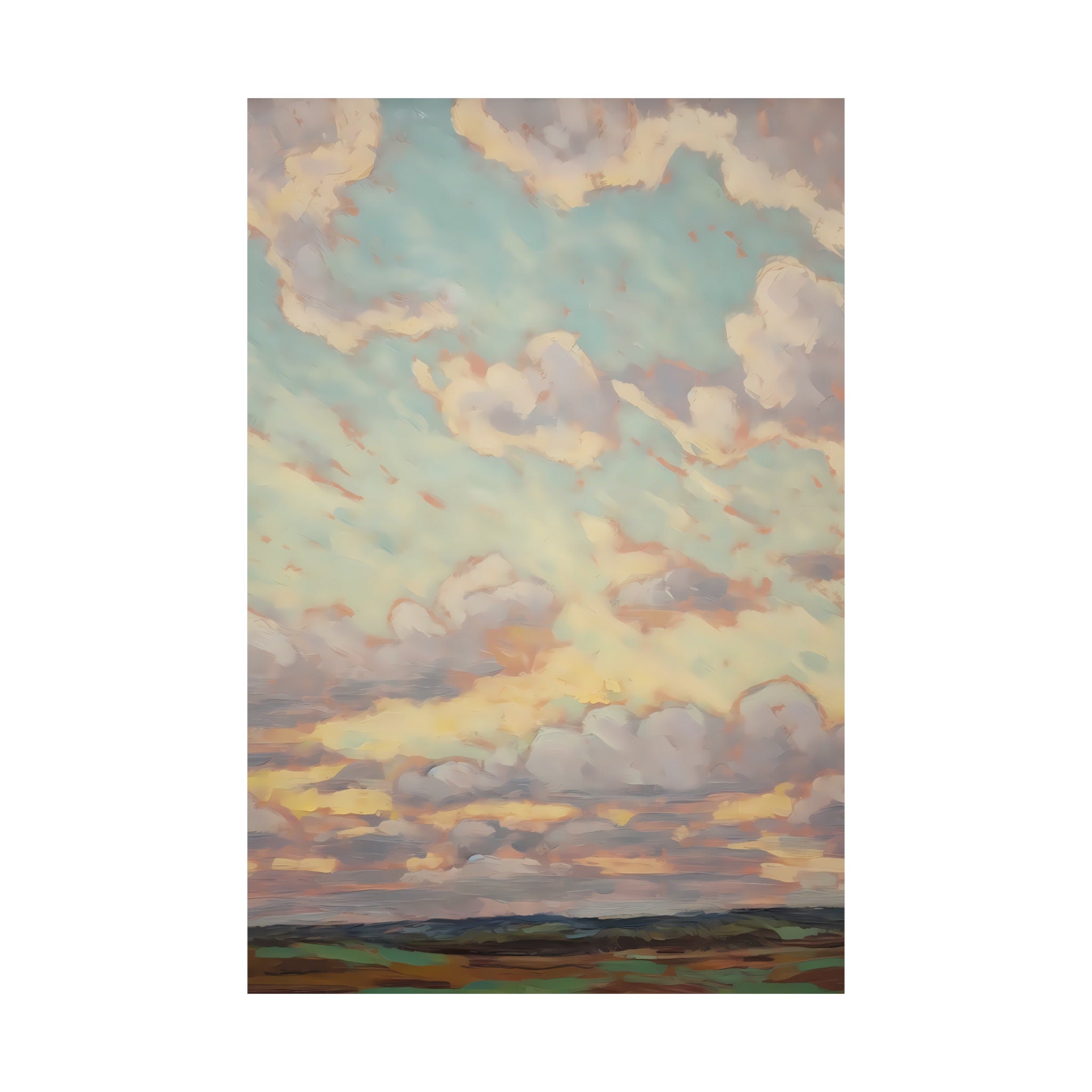 Dreamer's Sky: Impressionist Colorful Clouds Art | Modern & Serene Farmhouse Wall Decor