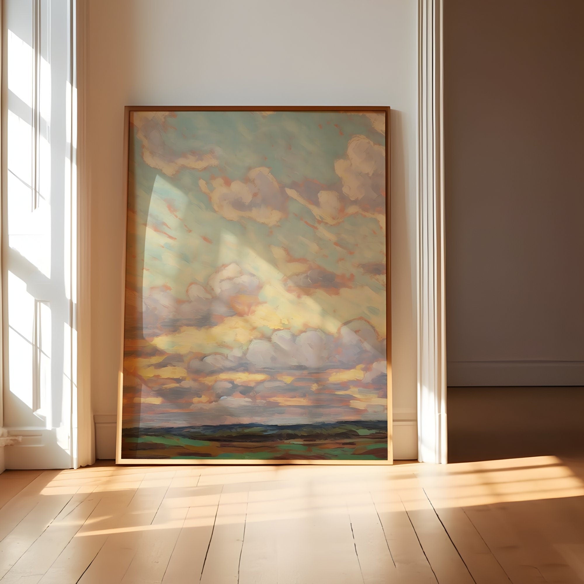 Dreamer's Sky: Impressionist Colorful Clouds Art | Modern & Serene Farmhouse Wall Decor