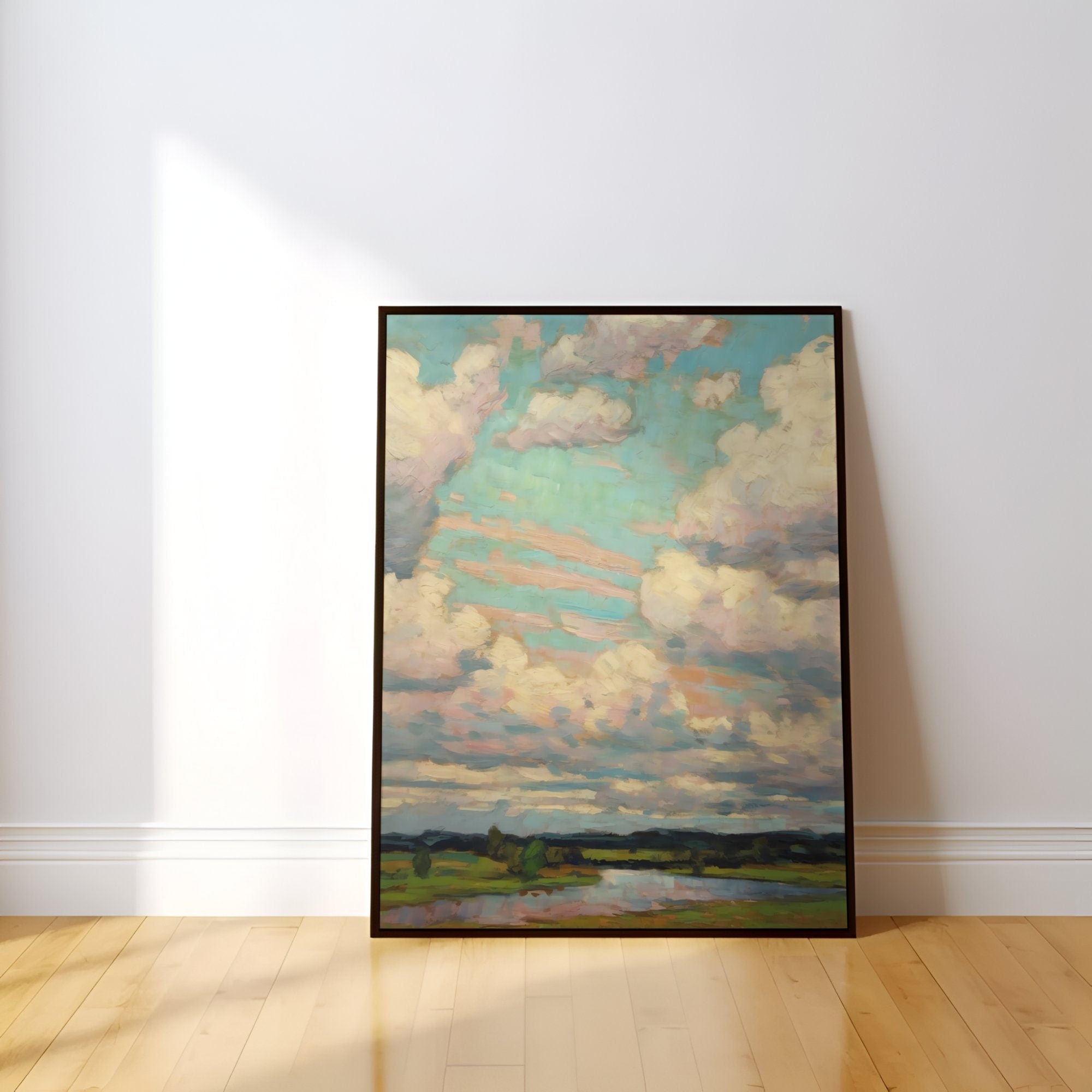 Dreamer's Sky: Impressionist Colorful Clouds Art | Modern & Serene Farmhouse Wall Decor