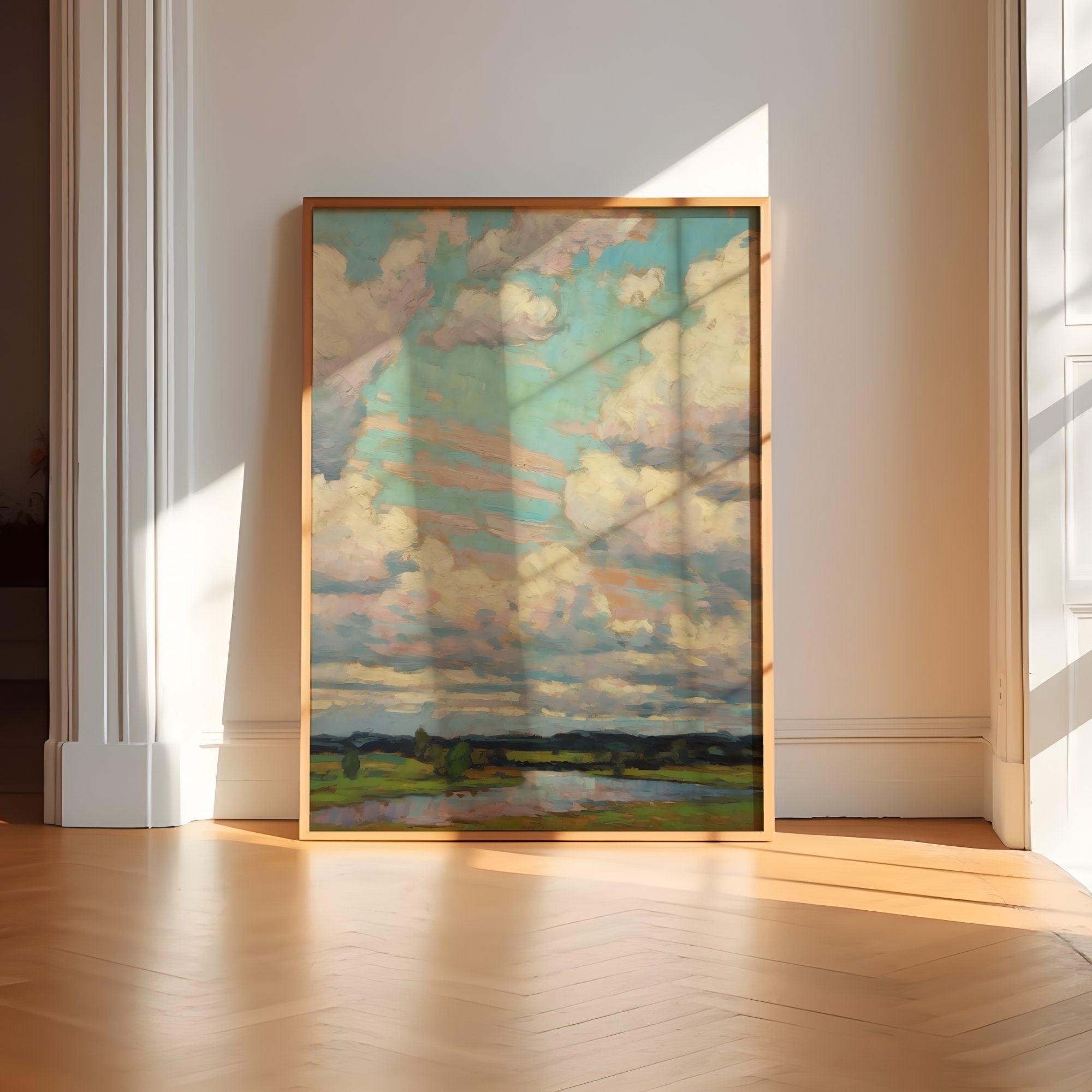Dreamer's Sky: Impressionist Colorful Clouds Art | Modern & Serene Farmhouse Wall Decor