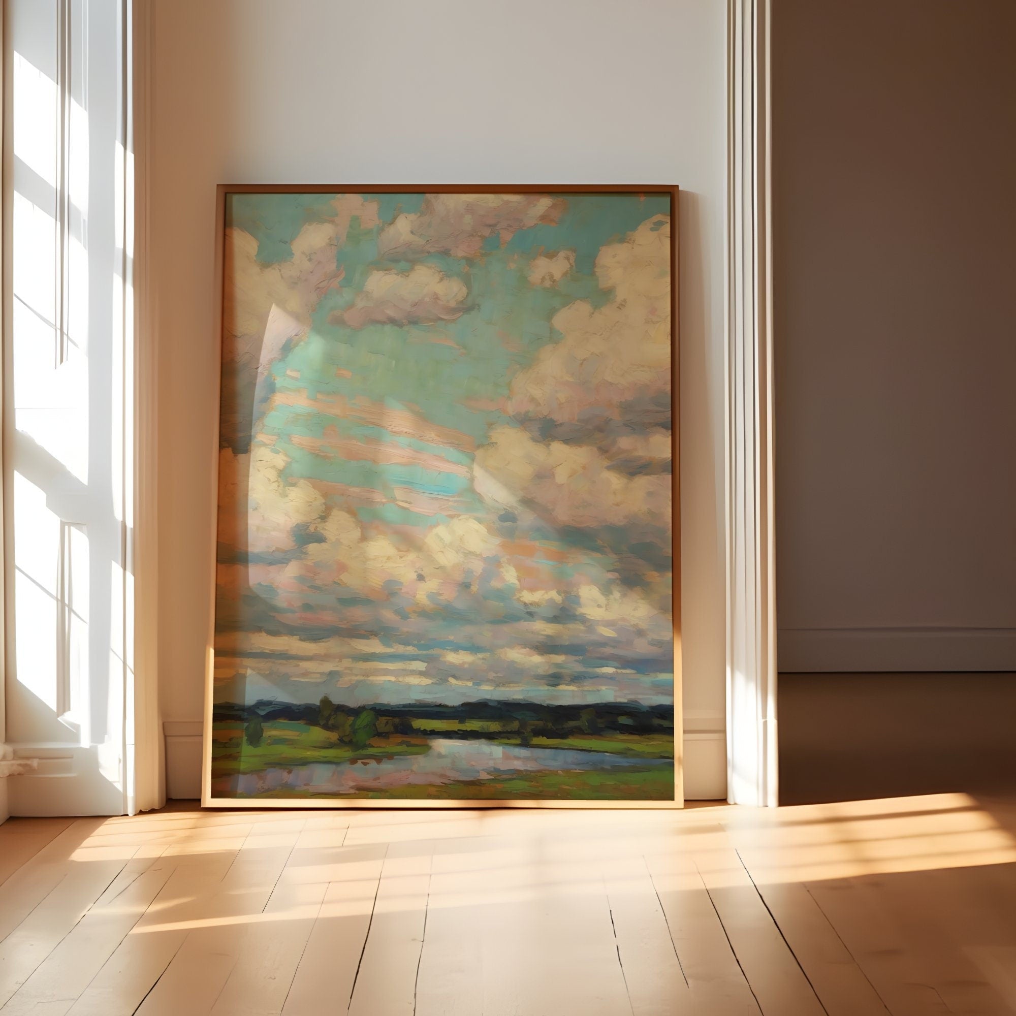 Dreamer's Sky: Impressionist Colorful Clouds Art | Modern & Serene Farmhouse Wall Decor