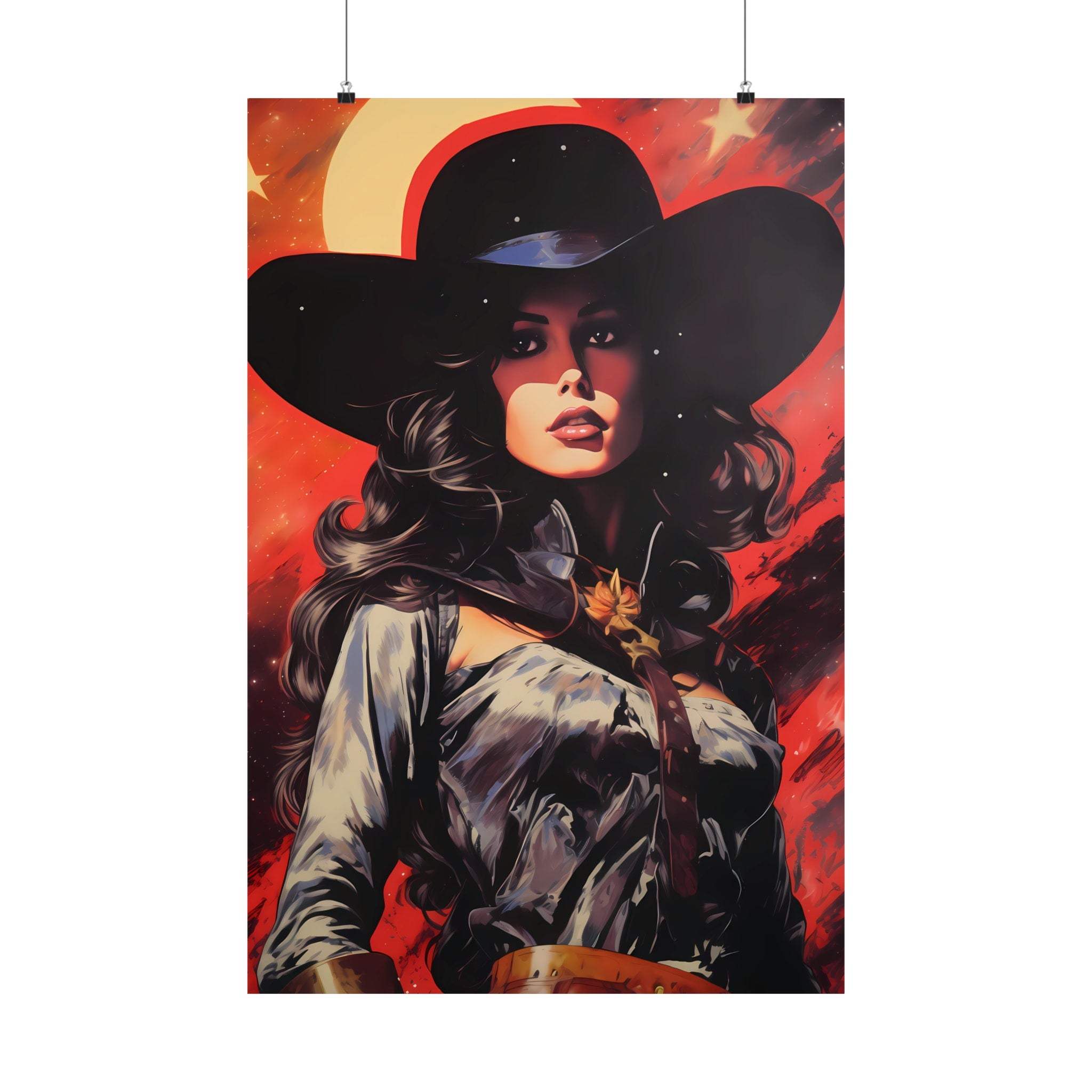 Cosmic Rodeo: A Surreal Journey with the Retro Space Cowgirl in Vintage Western Art, Modern Art, Retro Art, Wall Art, Cosmic Art, Sci Fi Art