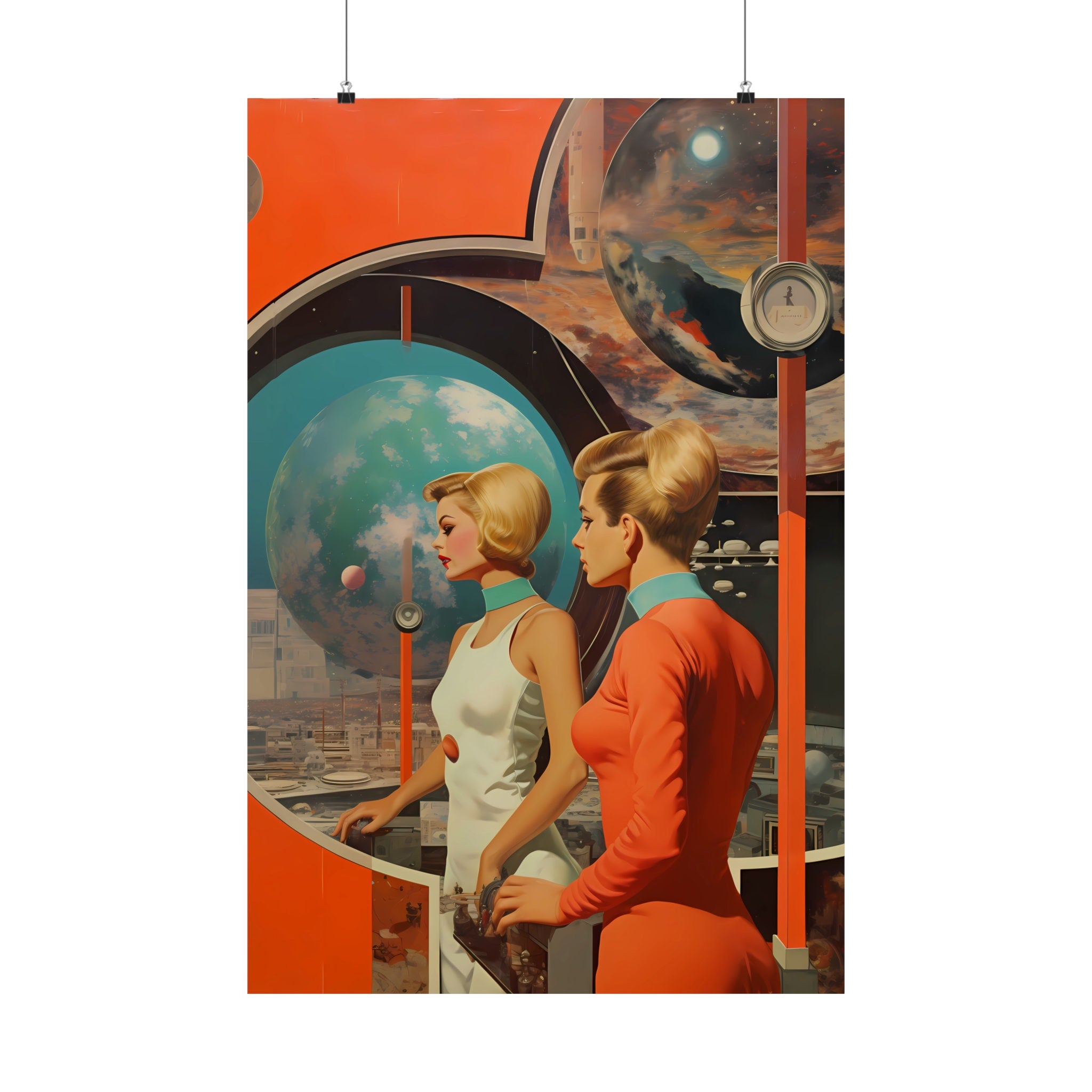 Elegance Unveiled: Vintage Wall Art Exhibition Featuring Retro Futurism, Sci-Fi Collage, and Space Art, Modern Art, Wall Art, Retro Art