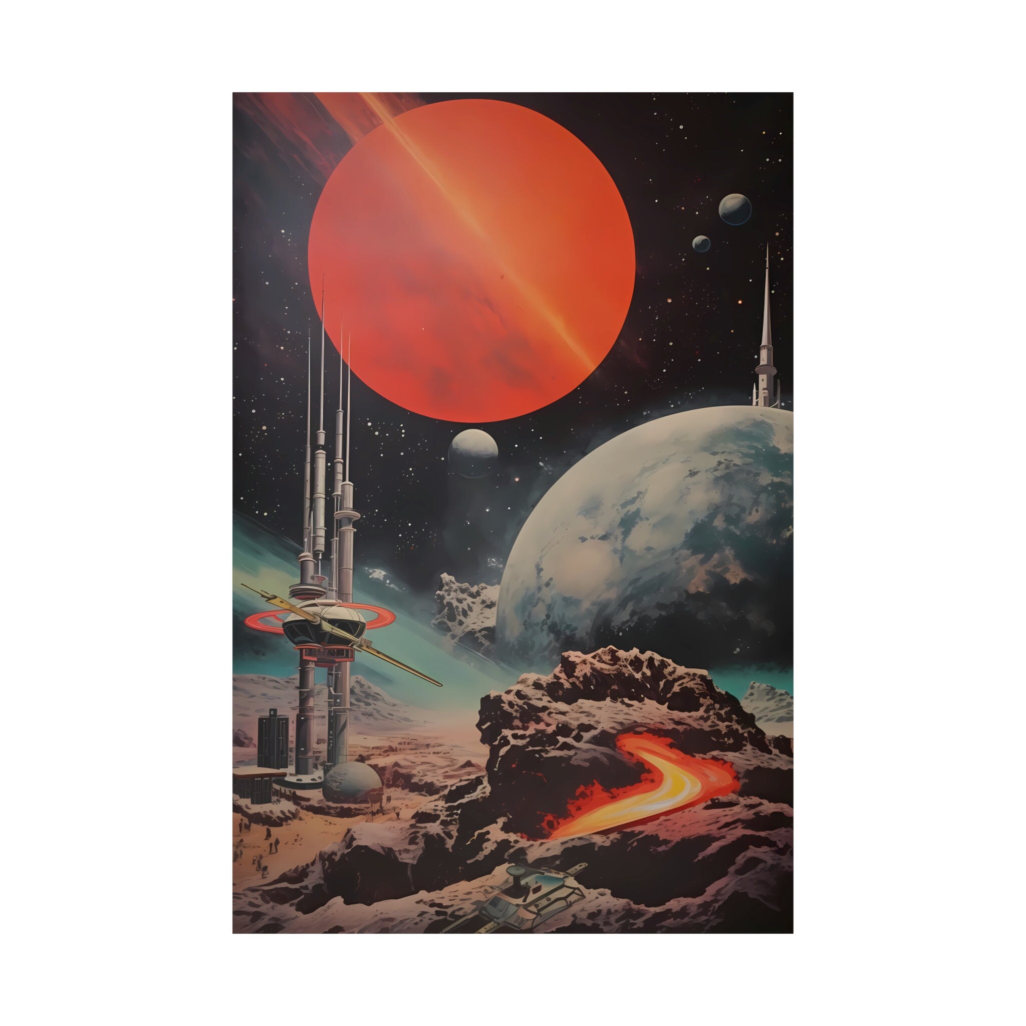 Timeless Futurism: Vintage Wall Art Exhibition Showcasing Retro Sci-Fi Collage and Space Art, Modern Art, Retro Art, Wall Art, Cosmic Art