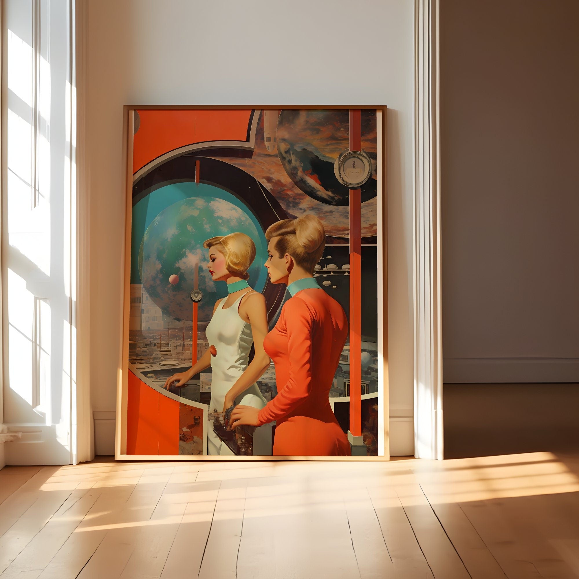 Elegance Unveiled: Vintage Wall Art Exhibition Featuring Retro Futurism, Sci-Fi Collage, and Space Art, Modern Art, Wall Art, Retro Art